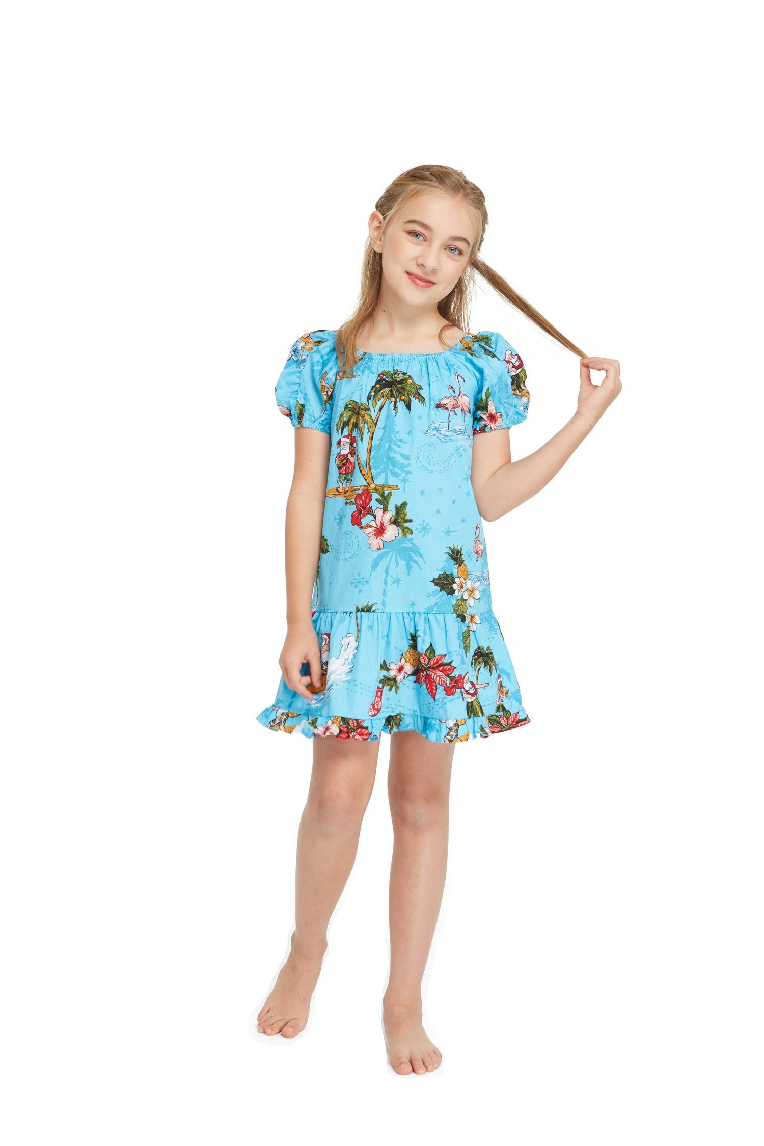Father Daughter Matching Hawaiian Luau Shirts - Long Sleeve Aloha Shirt & Muumuu Dress Set for Christmas, Family Vacation, Beach Party and Tropical Themed Events