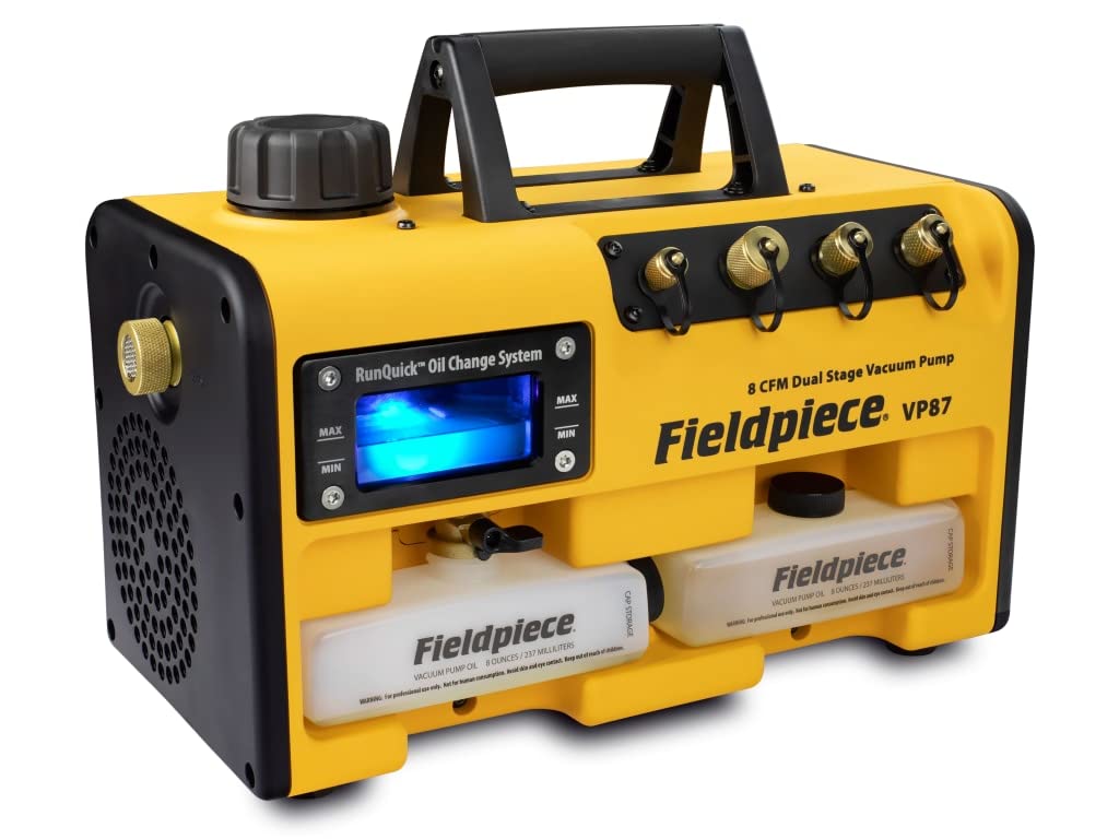 Fieldpiece VP87 - 8 CFM Dual Stage Vacuum Pump for HVAC, Refrigeration & AC Repair - Professional HVAC Tools for Efficient Cooling System Maintenance