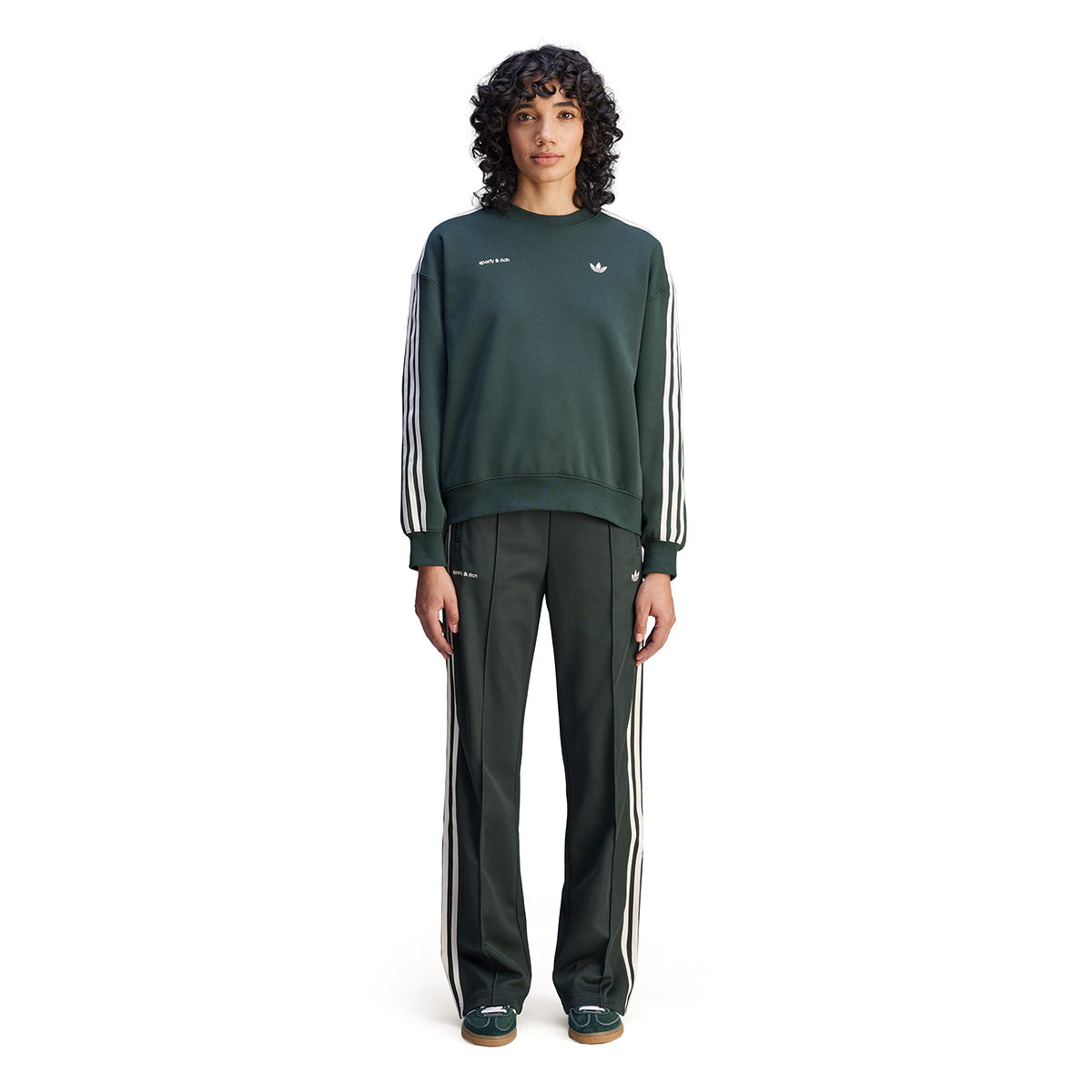 Sporty & Rich Forest Green Track Pants for Women - Comfortable High-Waisted Joggers for Running, Gym & Casual Wear