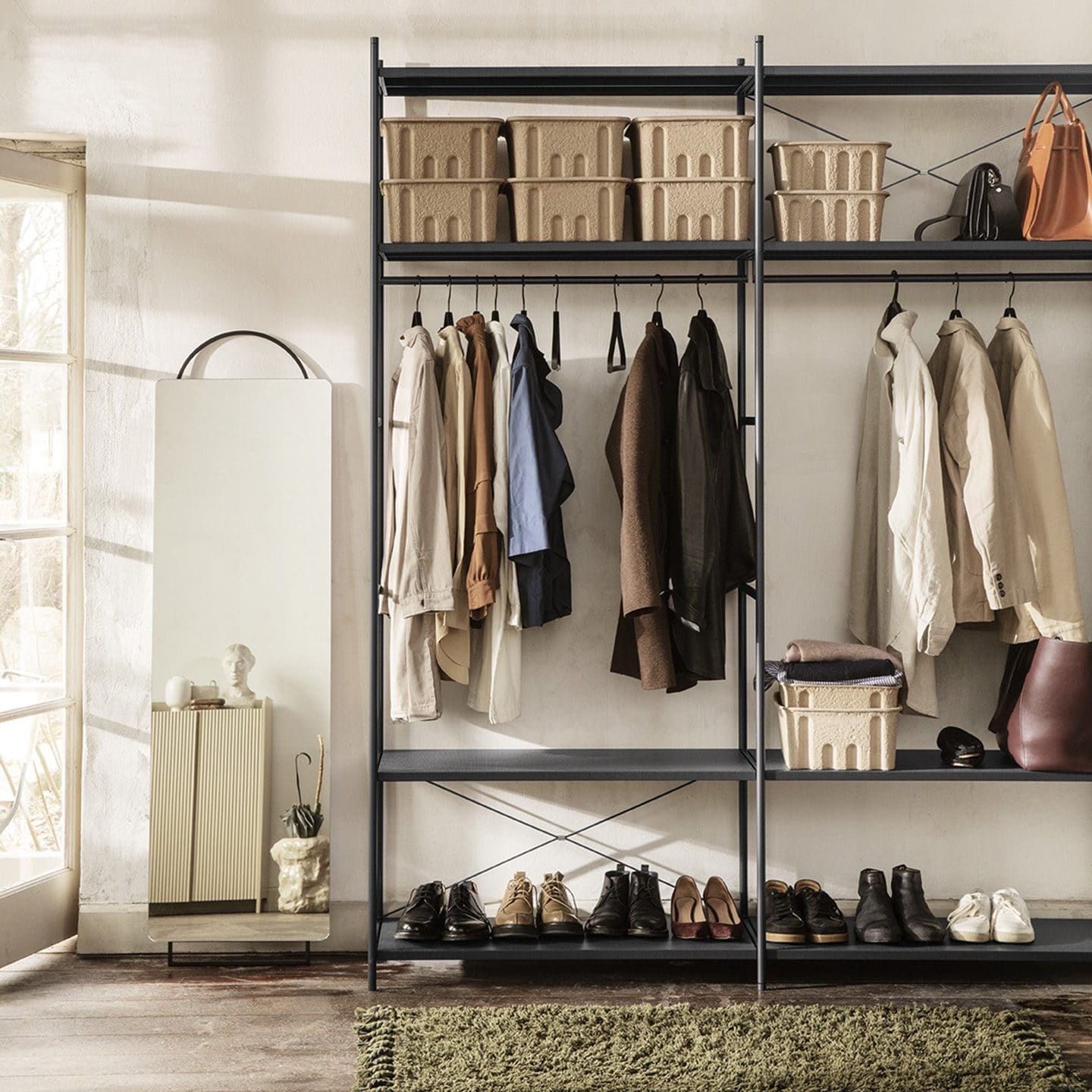FERM LIVING Punctual Wardrobe - Single Door Closet in Anthracite for Bedroom & Entryway Storage