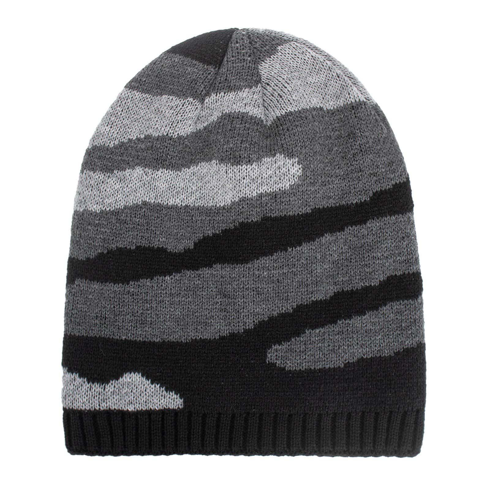 Unisex Winter Knitted Wool Hat - Warm Camouflage Plush Beanie for Men & Women - Outdoor Cold Weather Accessory for Skiing, Hiking & Daily Wear