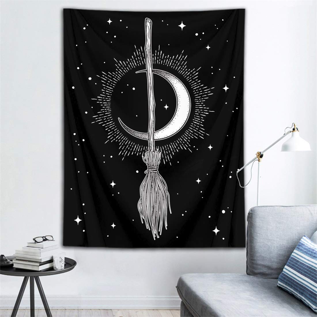 HVEST Witchy Moon Tapestry - Bohemian Wall Decor for Bedroom & Living Room - 70.9x92.5 inch