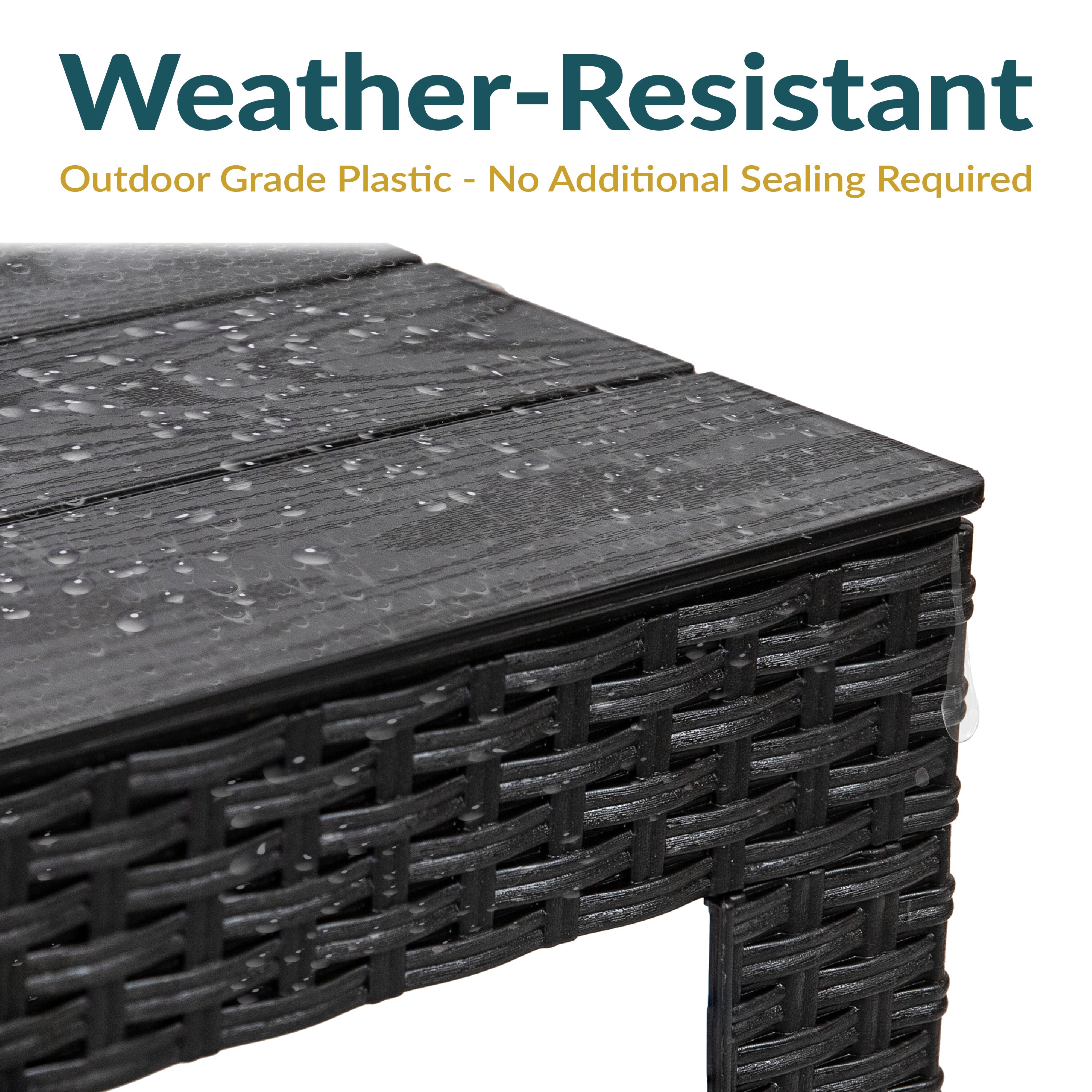 Sunnydaze 16.5 Inch Square Outdoor Patio Side Table with Weather-Resistant Faux Woodgrain Tabletop - Perfect for Poolside, Garden, Deck, and Backyard Relaxation