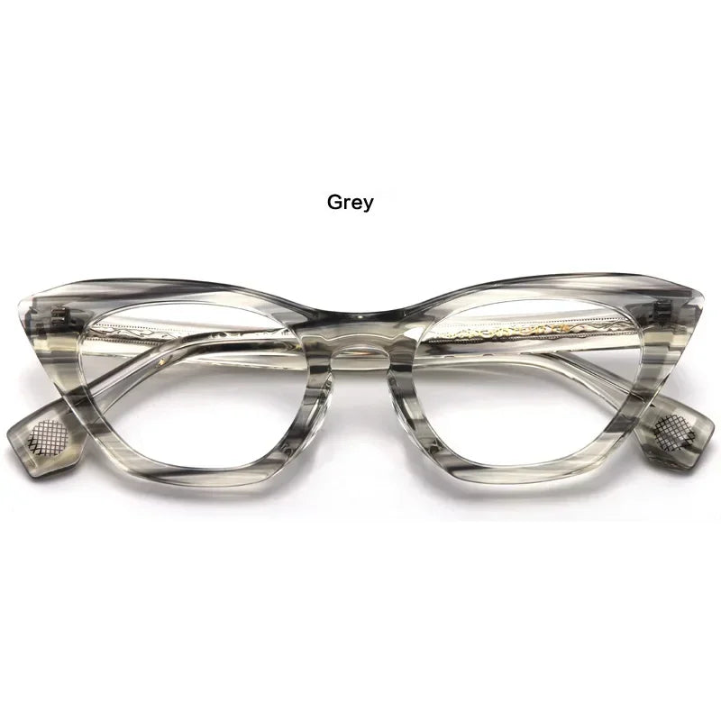 Stylish Unisex Oval Cat Eye Acetate Eyeglasses Frame 7318 - Trendy Full Rim Glasses for Women & Men, Perfect for Office, Reading & Fashion Accessories