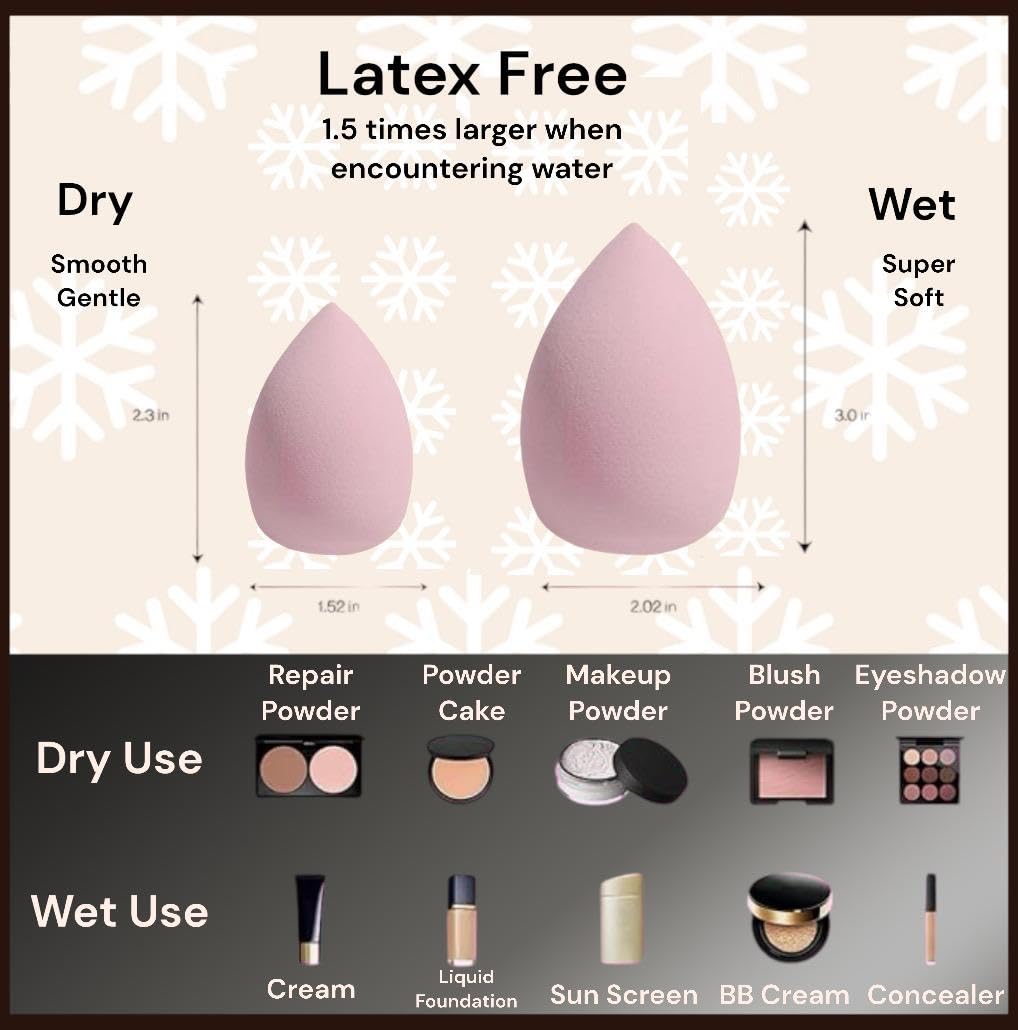 Fresh up™ Beauty Blender Makeup Sponge - Reusable & Washable Foundation Sponge for Streak-Free Application, Vegan & Latex Free, Multicolor (Pack of 7) - Perfect for Liquid Foundation, Concealer & Cream Blush Application
