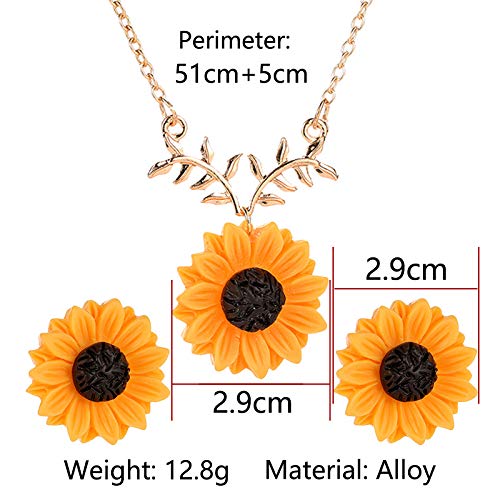 Handmade Sunflower Pearl Resin Necklace and Earrings Set - Boho Long Drop Pendant Choker with Matching Floral Earrings for Women & Girls | Perfect for Weddings, Parties & Everyday Boho Fashion