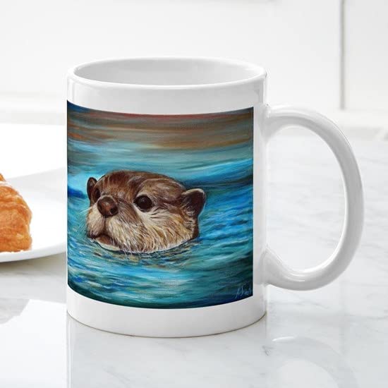 River Otter Ceramic Coffee Mug 11 oz (325 ml) - Perfect for Hot & Cold Drinks, Office Use, and Gift Giving - CafePress