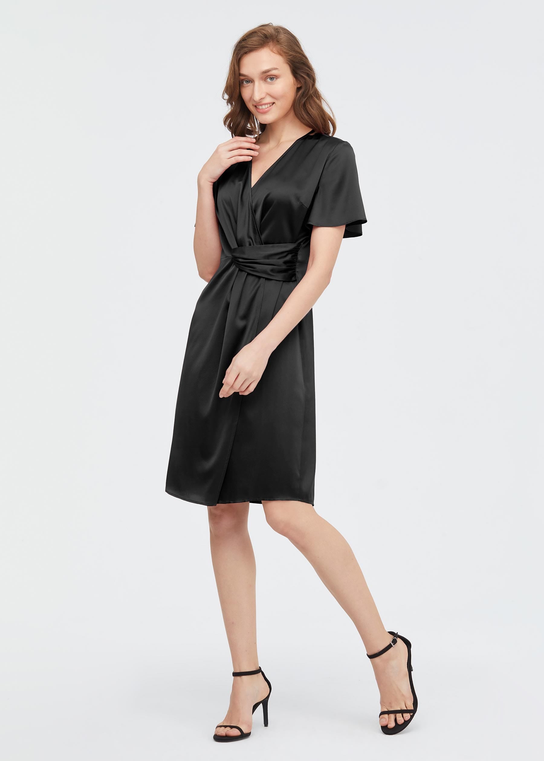 Elegant Overlapping Design Silk Dress for Women - Perfect for Weddings, Parties & Special Occasions
