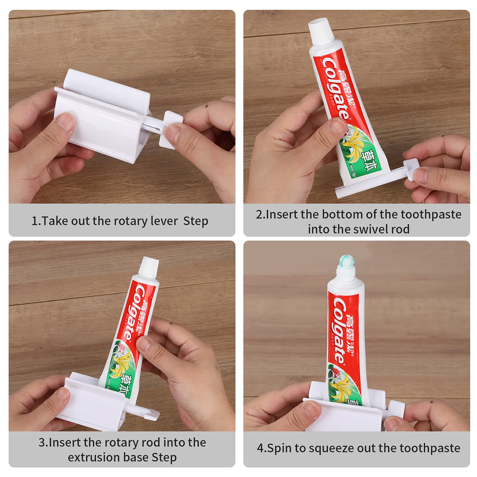 LongFITE Toothpaste Squeezer and Dispenser Stand - 2 Pack Tube Roller for Toothpaste, Cream & Cosmetics - Space Saving Bathroom Organizer for Countertop & Travel