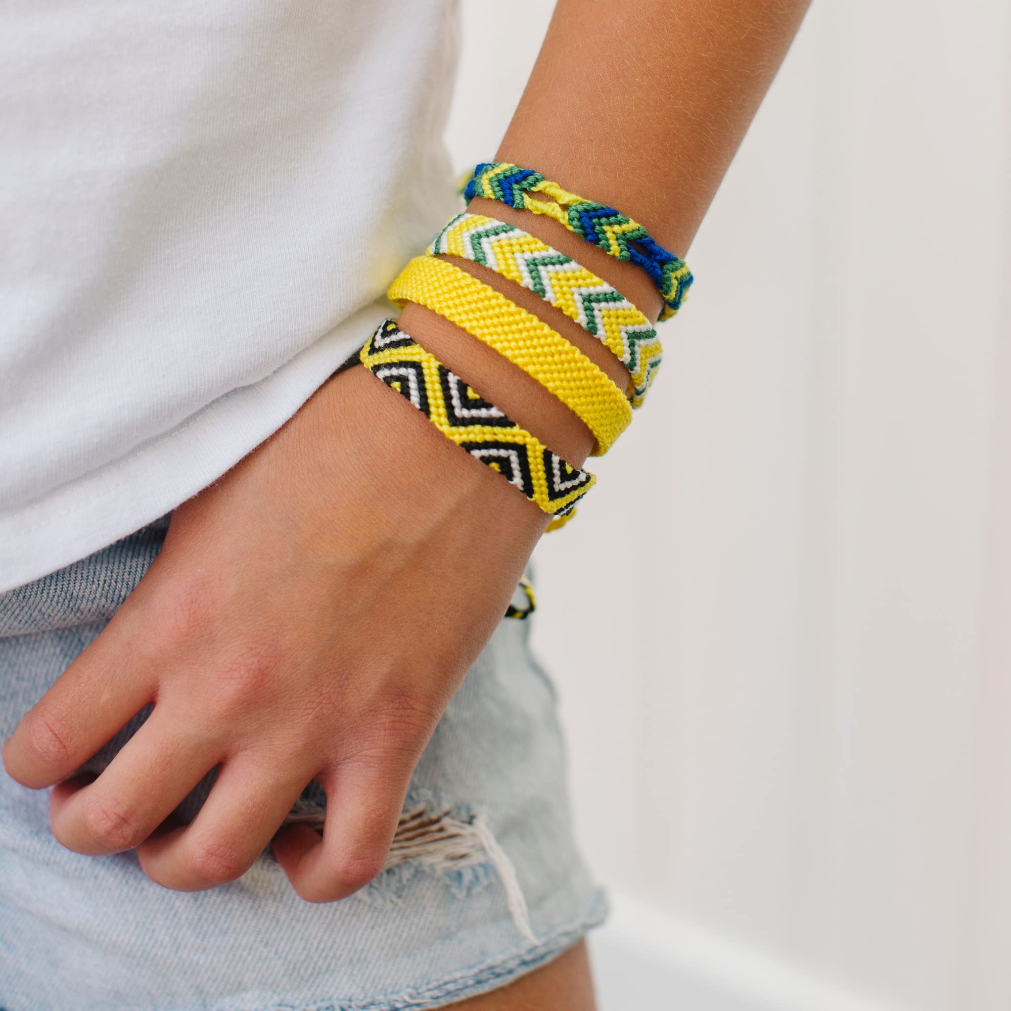 Friendship Bracelet Maker Yellow Expansion Pack - 100 Pre-Cut Threads for DIY Bracelet Making | Perfect for Kids Crafts, Summer Camp Activities & Best Friend Gifts