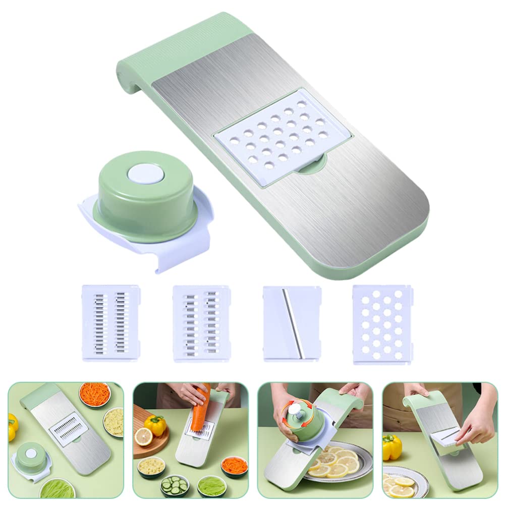 Hemoton 7-in-1 Adjustable Mandoline Slicer - Stainless Steel Vegetable Cutter for Onion, Carrot, Potato | Kitchen Gadget for Slicing, Dicing & Shredding | Perfect for Meal Prep, Salad Making & Healthy Cooking
