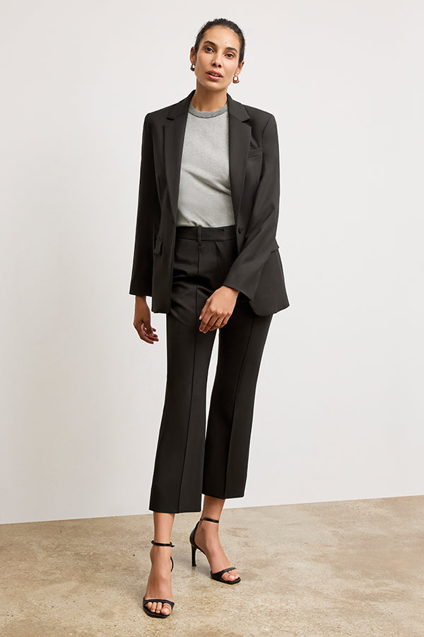 Tessa Kick Flare Trouser - Washable Wool Twill Pants for Women | Black | Office Wear & Casual Outfits