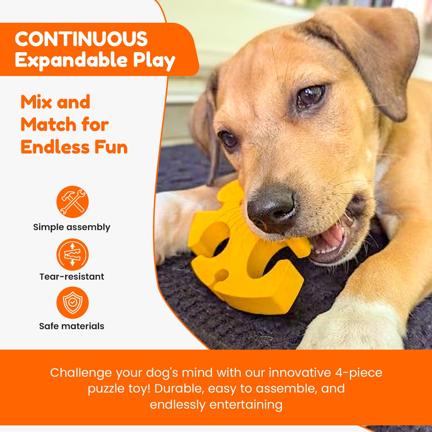 Interactive Dog Puzzle Toy for Smart Dogs - IQ Enrichment & Brain Stimulation Treat Dispenser - Food Puzzle for Small, Medium & Large Dogs & Puppies - Perfect for Boredom Relief & Mental Exercise at Home or Travel