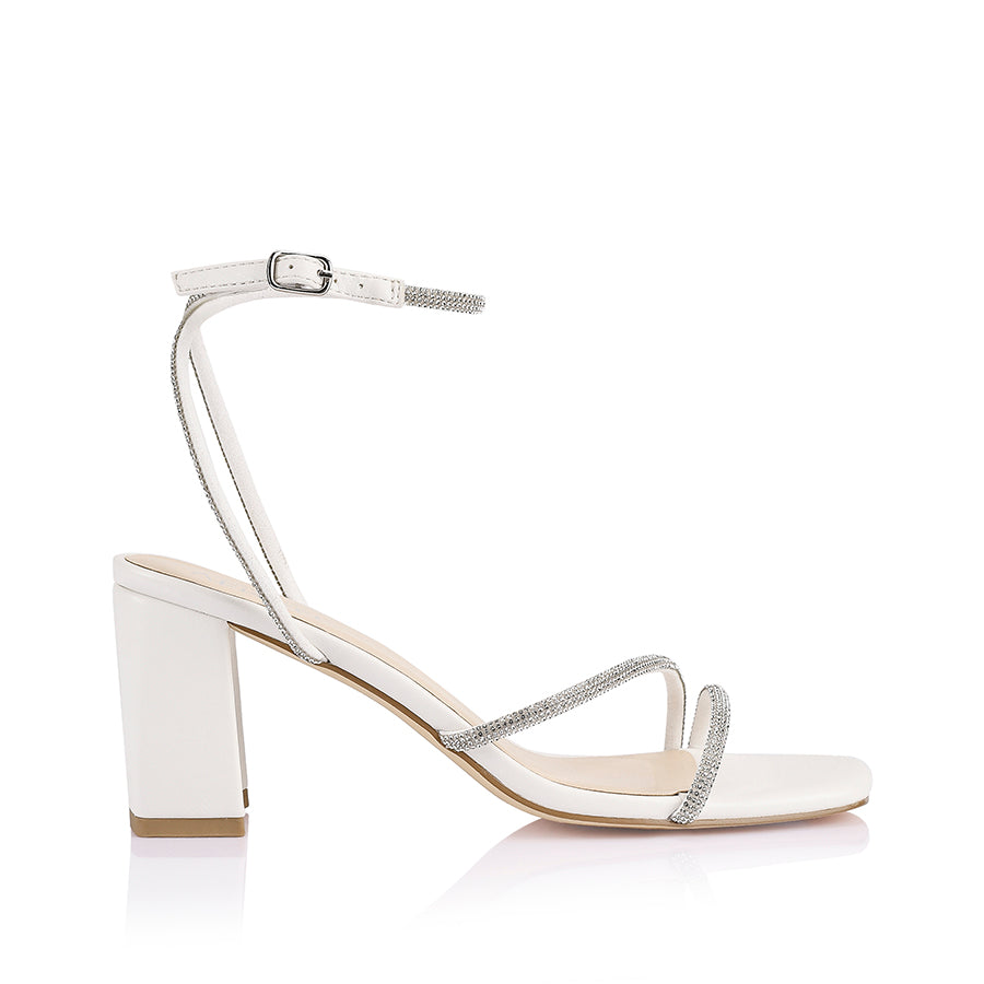 Nastassia Women's Block Heel Sandals - Comfortable Chunky Heel Open Toe Summer Shoes for Casual Outings & Beach Vacations | Chalk Color