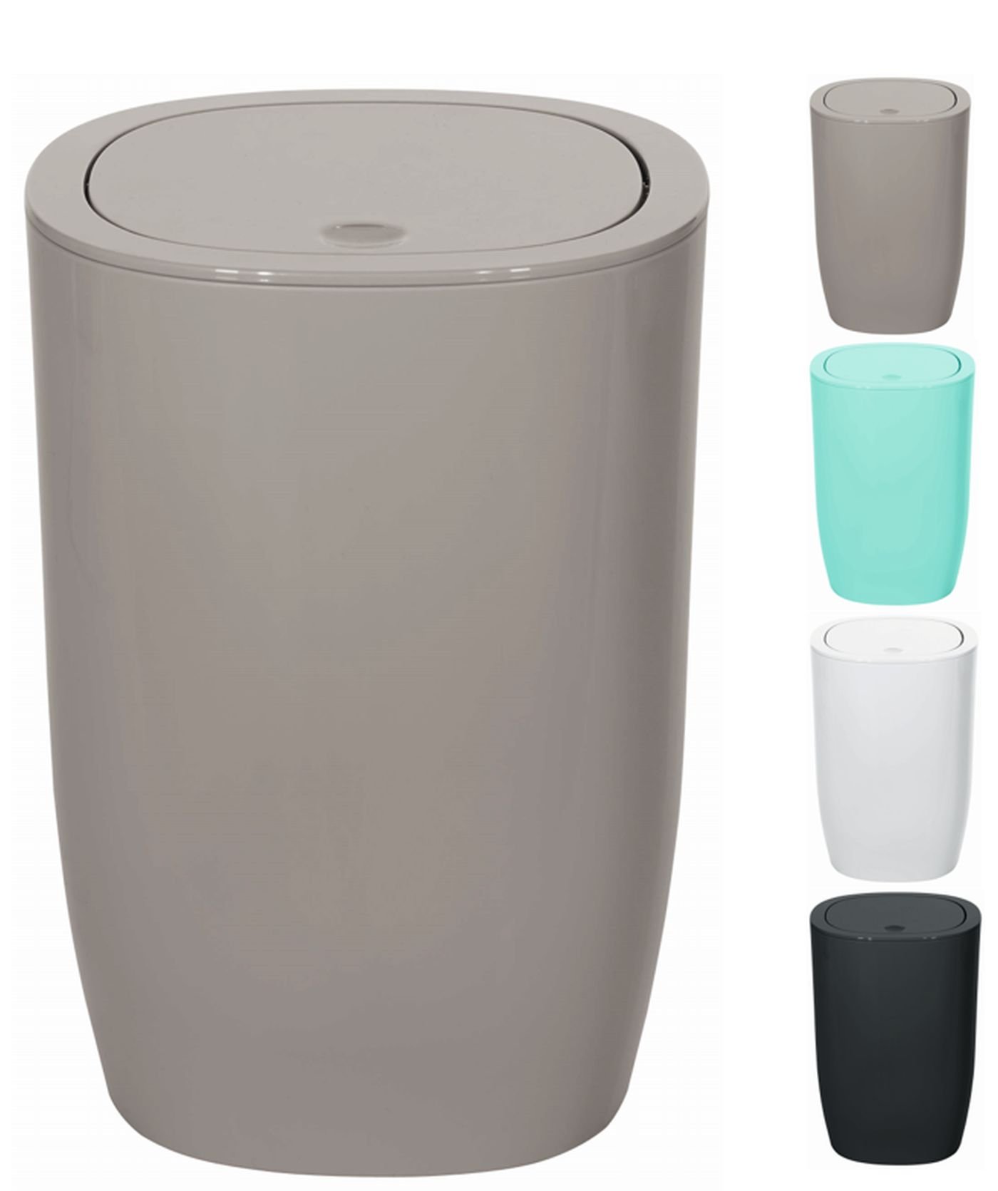 Premium Taupe Trash Can for Bathroom - 10 x 7 x 7 Inches (25 x 17 x 17 cm) - Modern Waste Bin for Home, Office & Hotel Use