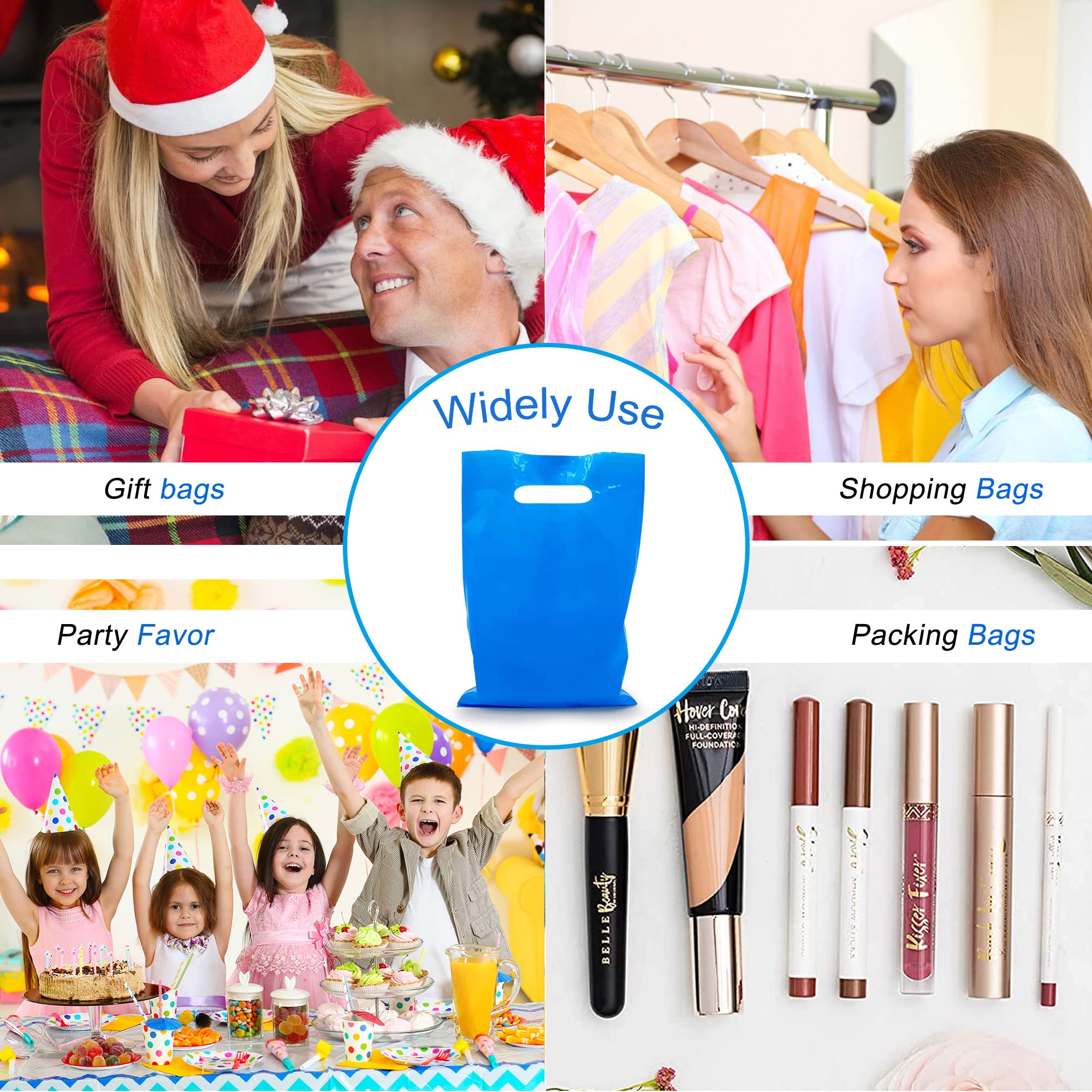 40PCS Blue Plastic Gift Bags for Candy & Party Favors - Durable Die-Cut Treat Bags for Birthday, Baby Shower & Holiday Celebrations - Perfect for Halloween, Christmas & Wedding Favors