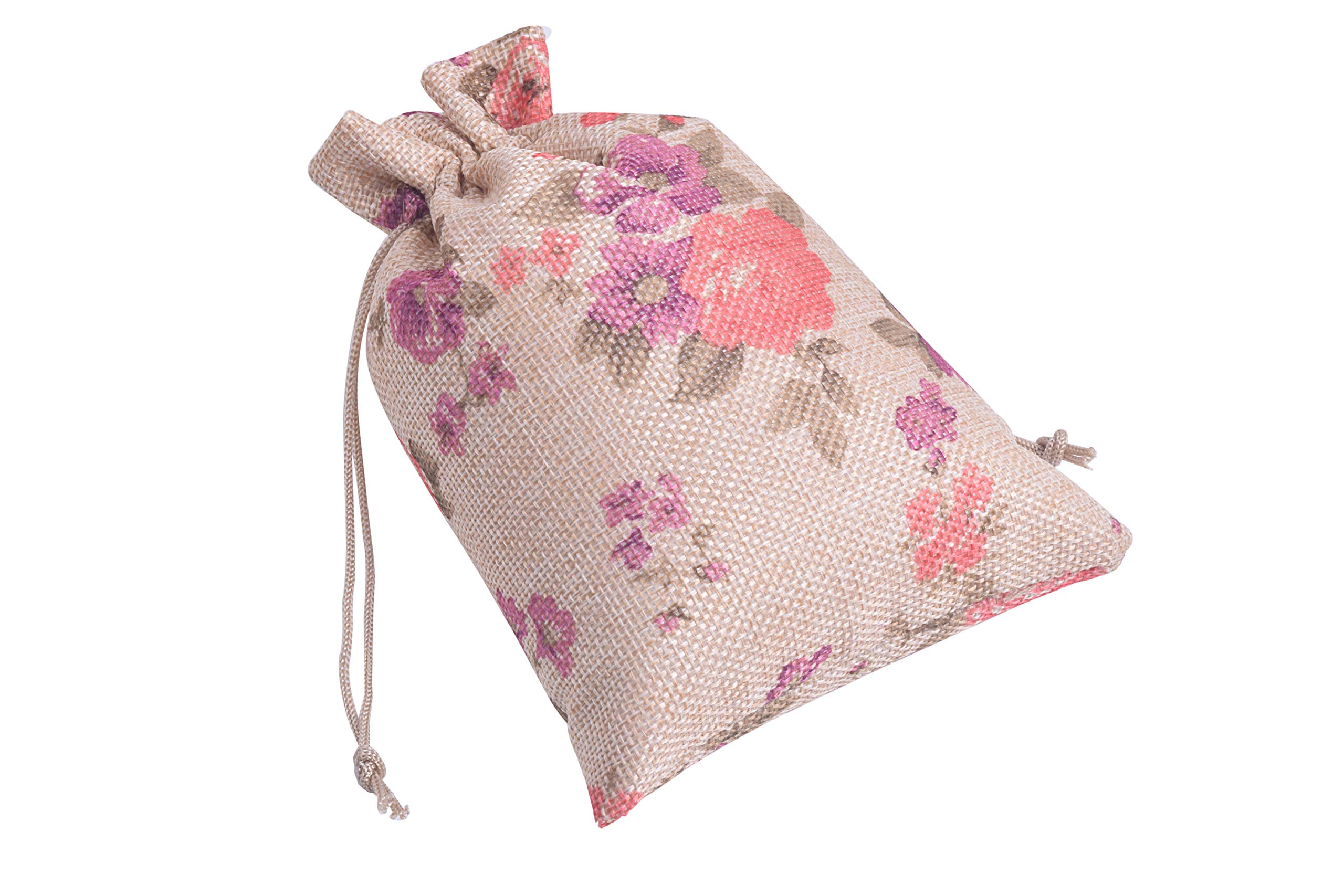 20pcs Natural Jute Drawstring Gift Bags 4x6 Inch - Eco-Friendly Beige Burlap Pouches with Floral Patterns for Jewelry, Party Favors, Wedding Favors & Christmas Gifts | Perfect for Handmade Crafts, Small Item Storage & Thoughtful Gift Wrapping