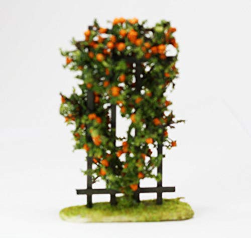 Creative Accents Miniature Orange Rose on Trellis - Dollhouse Decor, DIY Mini Garden Accessories for Fairy Gardens, Terrariums & Home Decoration