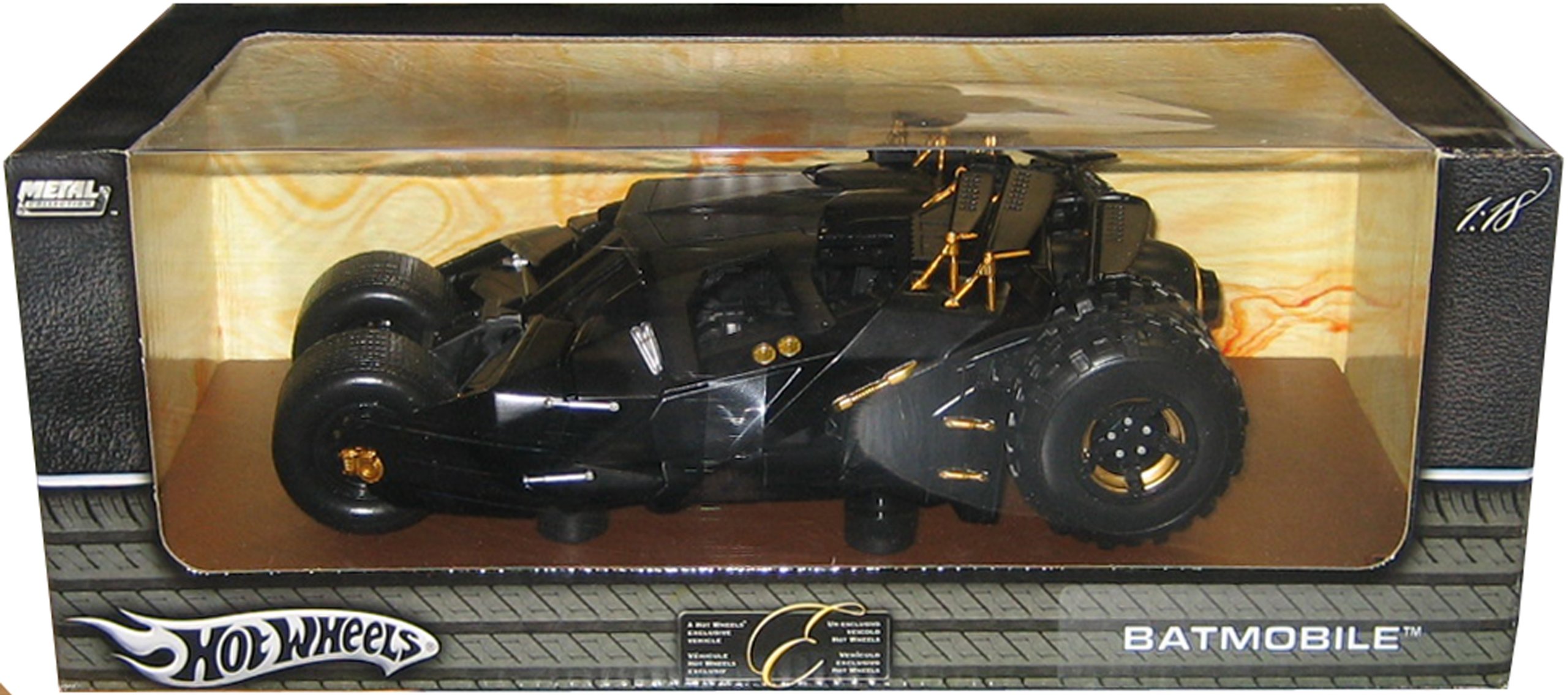 Hot Wheels Batman Begins Batmobile 1/18 Scale Diecast Model Car - Collectible Black Replica for DC Fans & Movie Enthusiasts - Perfect for Display, Gifts, and Action Play