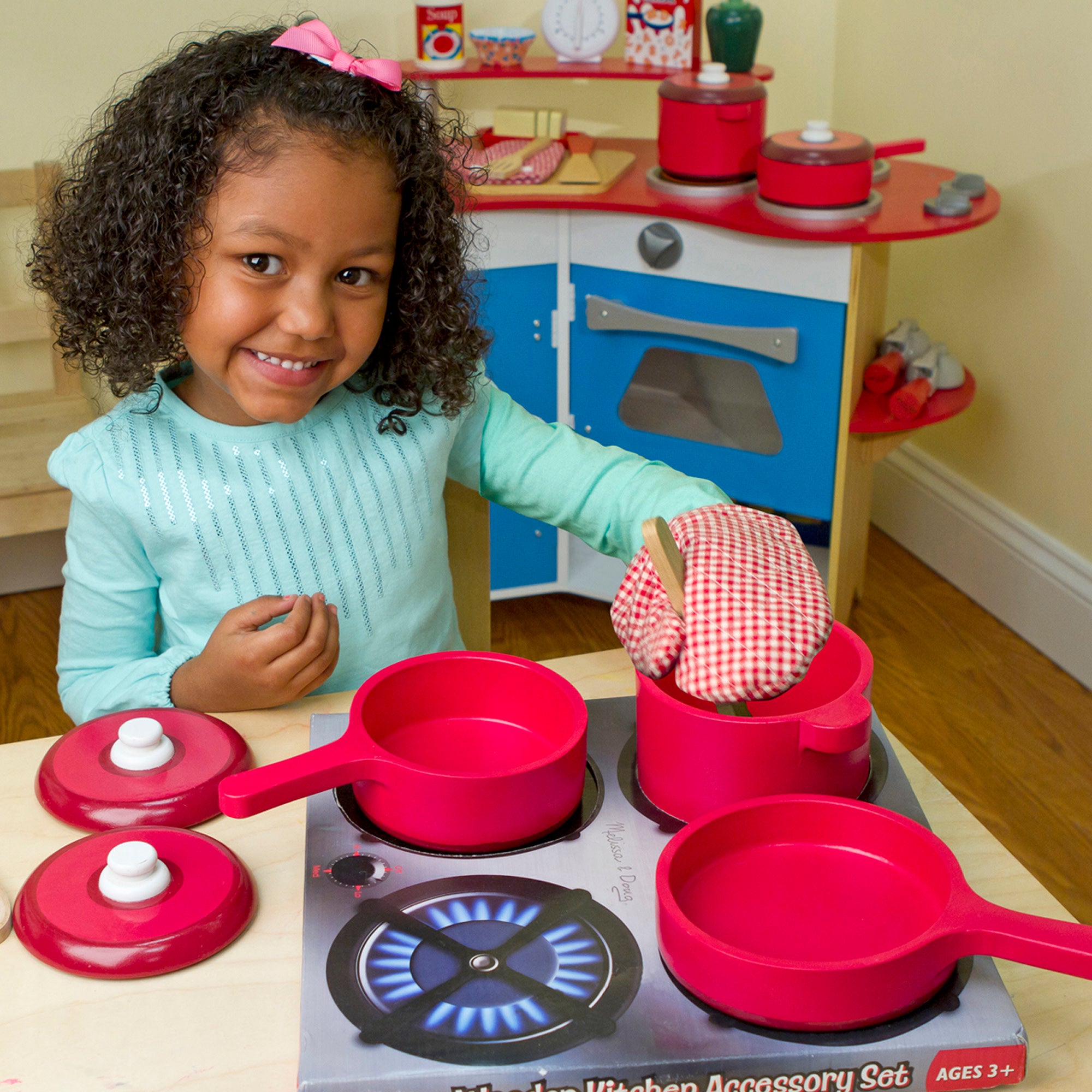 Wooden Kitchen Play Set for Kids - Pretend Cooking Toy with Utensils & Food - Perfect for Pretend Play, Role Play & Early Learning - Great Gift for Toddlers & Preschoolers