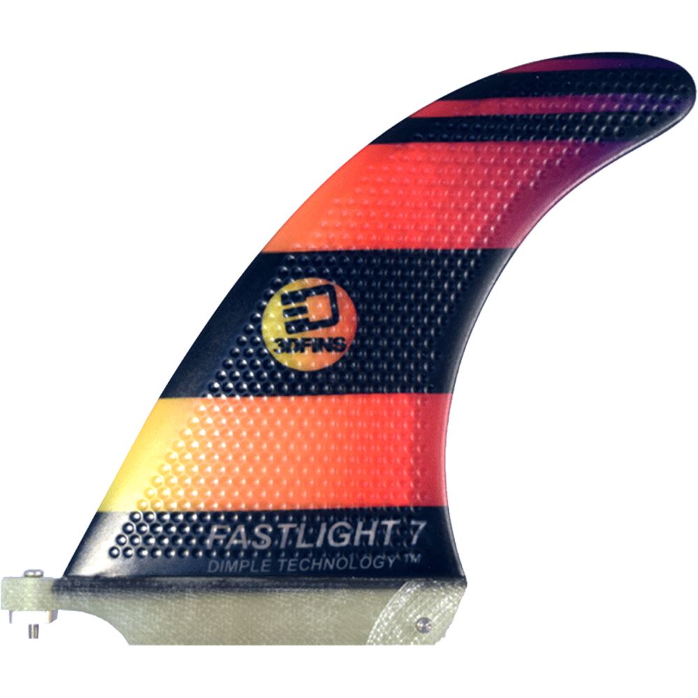 3D Fastlight Single Fin 7.0 Black/Orange Fade Surfboard Fin - High Performance Surfing Fin for Shortboards & Fish Surfboards - Perfect for Beach Waves and Small Swells
