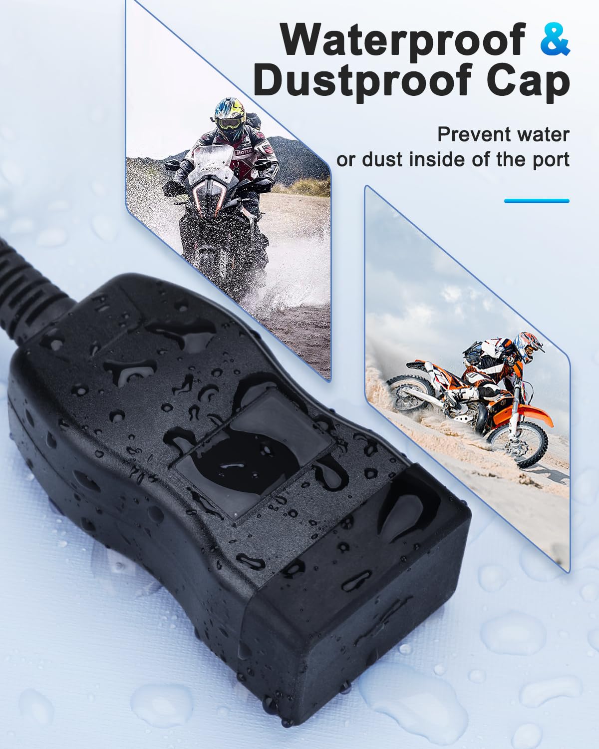 EXTRACTME Motorcycle USB Charger - Dual Port Quick Charge 3.0 with Voltmeter & ON/OFF Switch - Waterproof Phone Charger for Motorcycles - Compatible with iPhone, Android, Tablet & GPS Devices - Perfect for Road Trips, Commuting & Adventure Riding (Red)