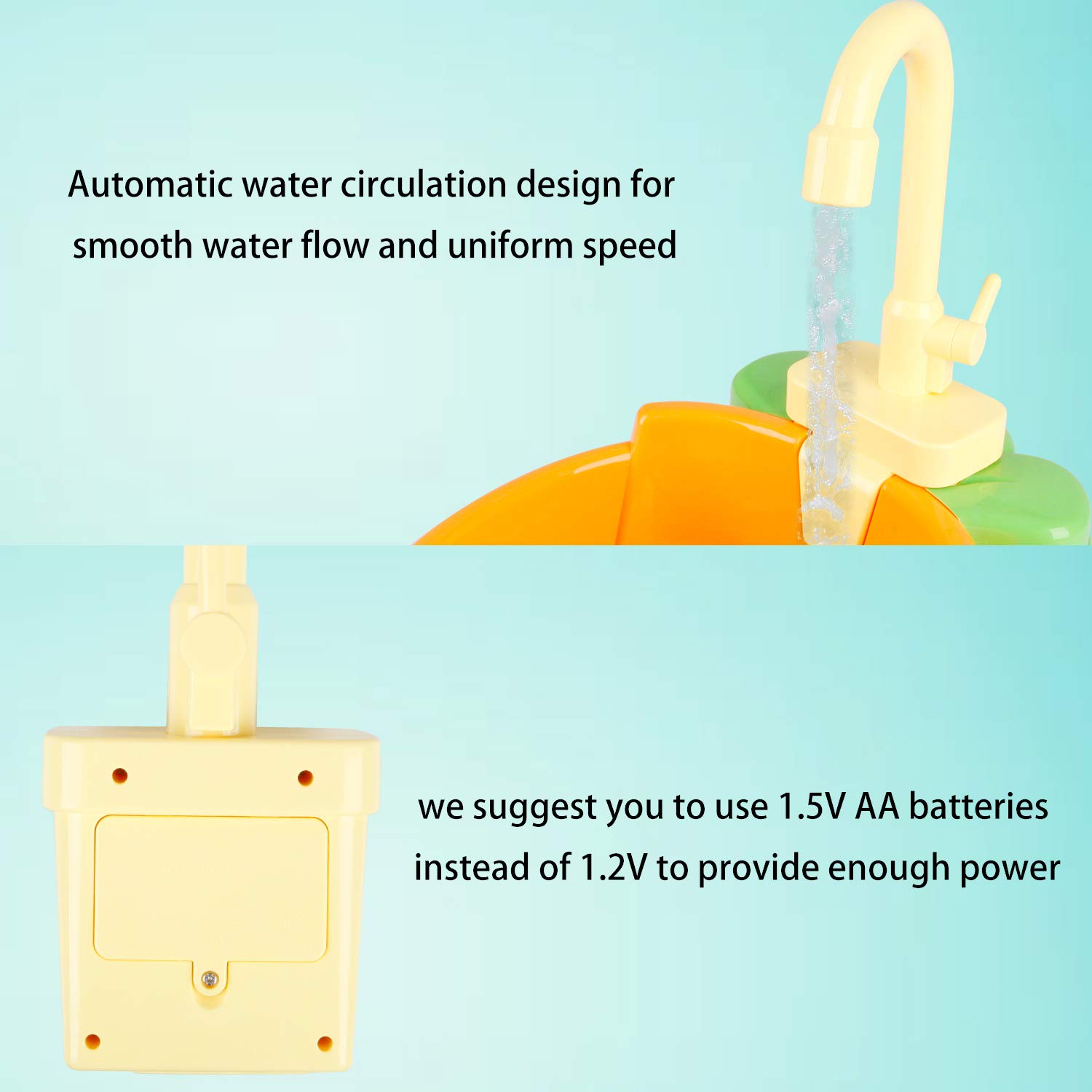 Ruibytree Kids Pretend Play Kitchen Sink Toy with Electric Running Water Faucet, Dishwasher & Cutting Food Accessories - Role Play Toy for Toddlers (Cute Carrot) | Perfect for Preschool Learning & Imaginative Playtime