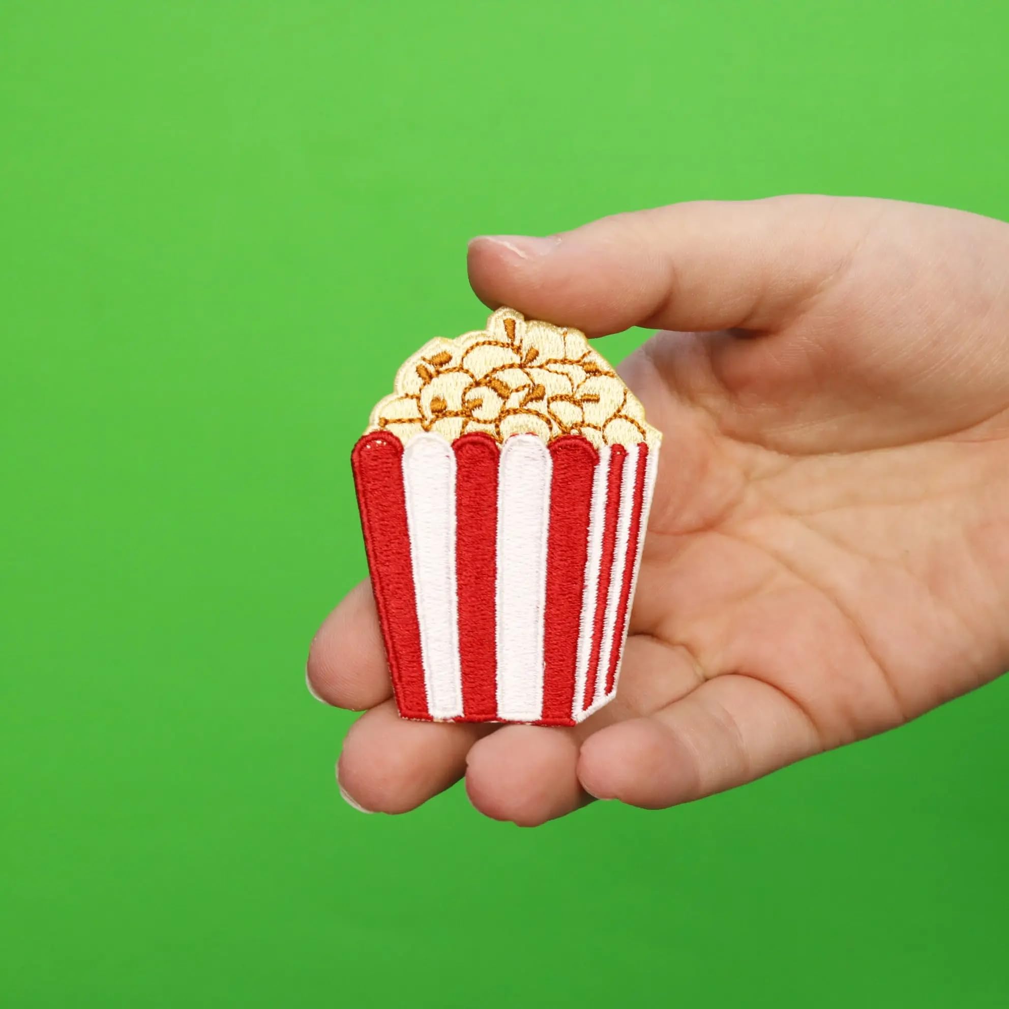 Movie Theater Popcorn Patch - Embroidered Iron On Applique for DIY Clothes, Bags & Hats - Perfect for Costumes, Gifts & Popcorn Lovers