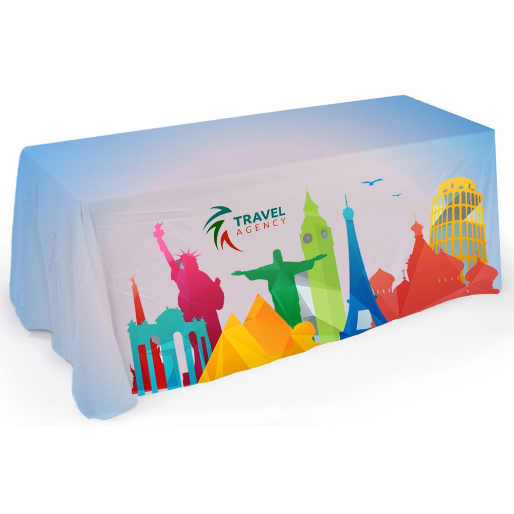 Custom Printed 6-Foot Trade Show Tablecloth - Premium Polyester Table Throw with Personalized Design for Exhibitions, Conventions & Business Events | Perfect for Branding Displays, Vendor Booths & Promotional Events