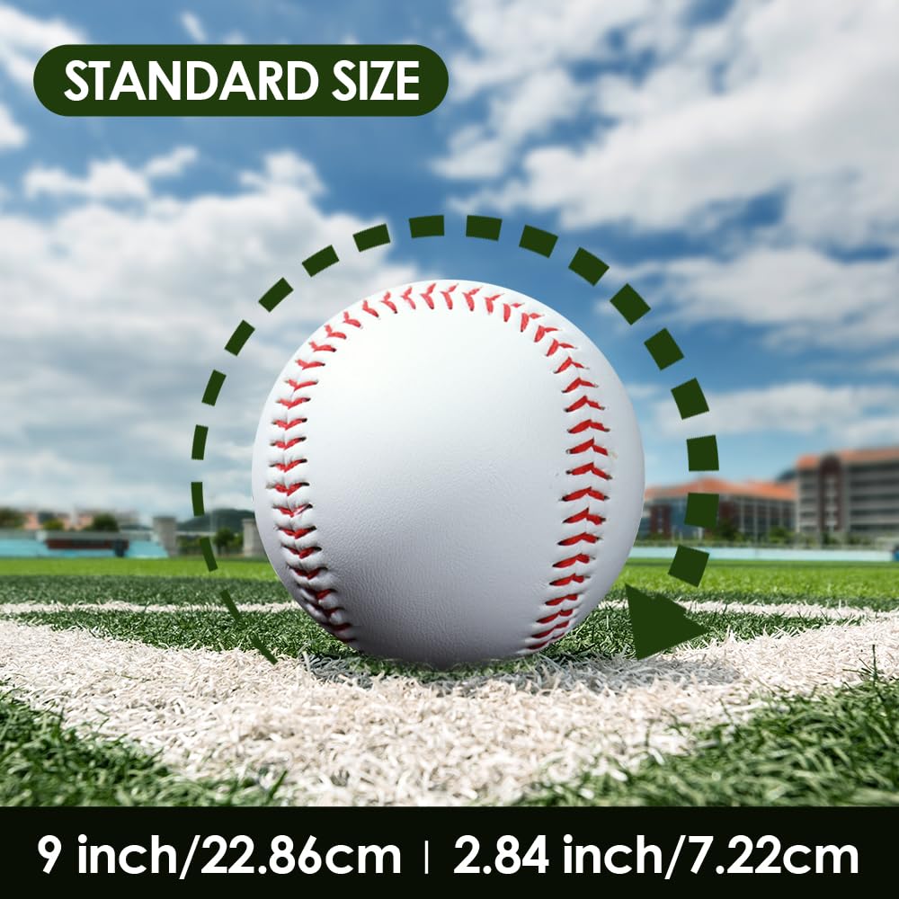 12 Pack Standard Size Leather Baseballs for Practice Training – Unmarked & Soft 9 Inch Baseballs for League Play, Pitching, Hitting, Batting, Fielding – Perfect for Baseball Drills, Team Practice, and Backyard Training