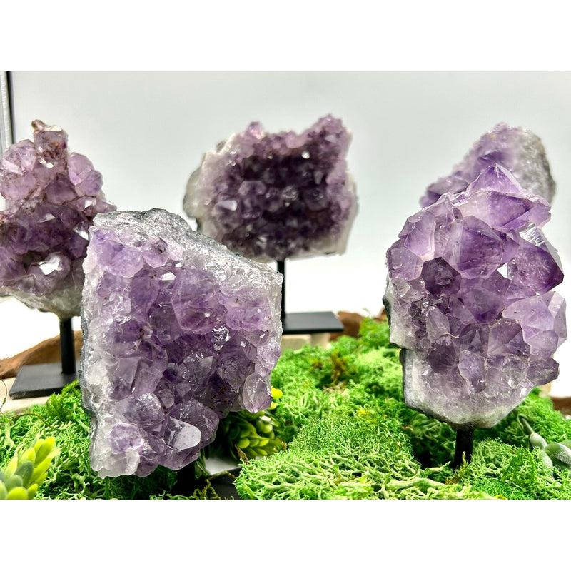 Natural Amethyst Crystal Clusters on Pins - Healing, Spiritual Growth & Energy Cleansing | Premium Brazilian Gemstones | Perfect for Meditation, Chakra Balancing & Home Decor