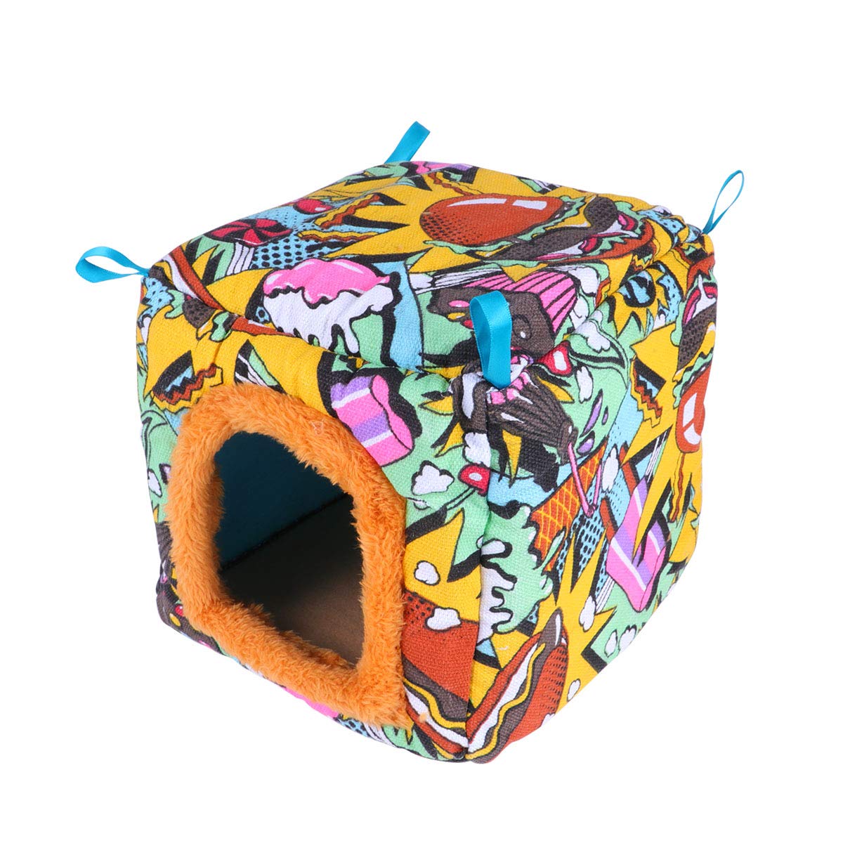 TEHAUX Colorful Square Warm Bird Nest - Indoor & Outdoor Parrot Bed, Cozy Creative Bird House for Small Birds - Perfect for Cages, Aviaries, and Pet Bird Comfort