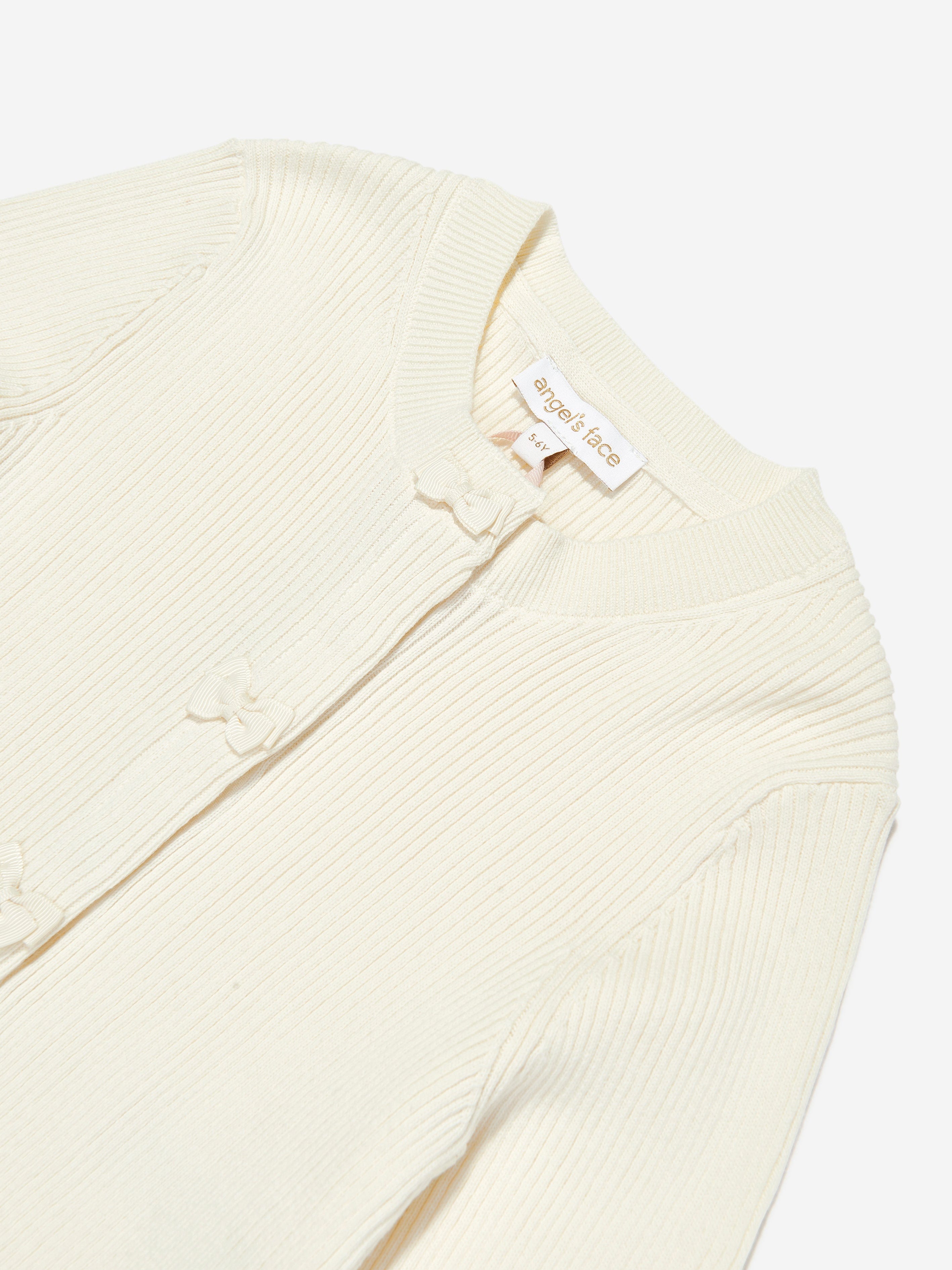 Angels Face Girls Tyler Ribbed Cardigan Ivory - Soft Knit Sweater for Toddler & Kids - Perfect for School, Playdates & Family Outings