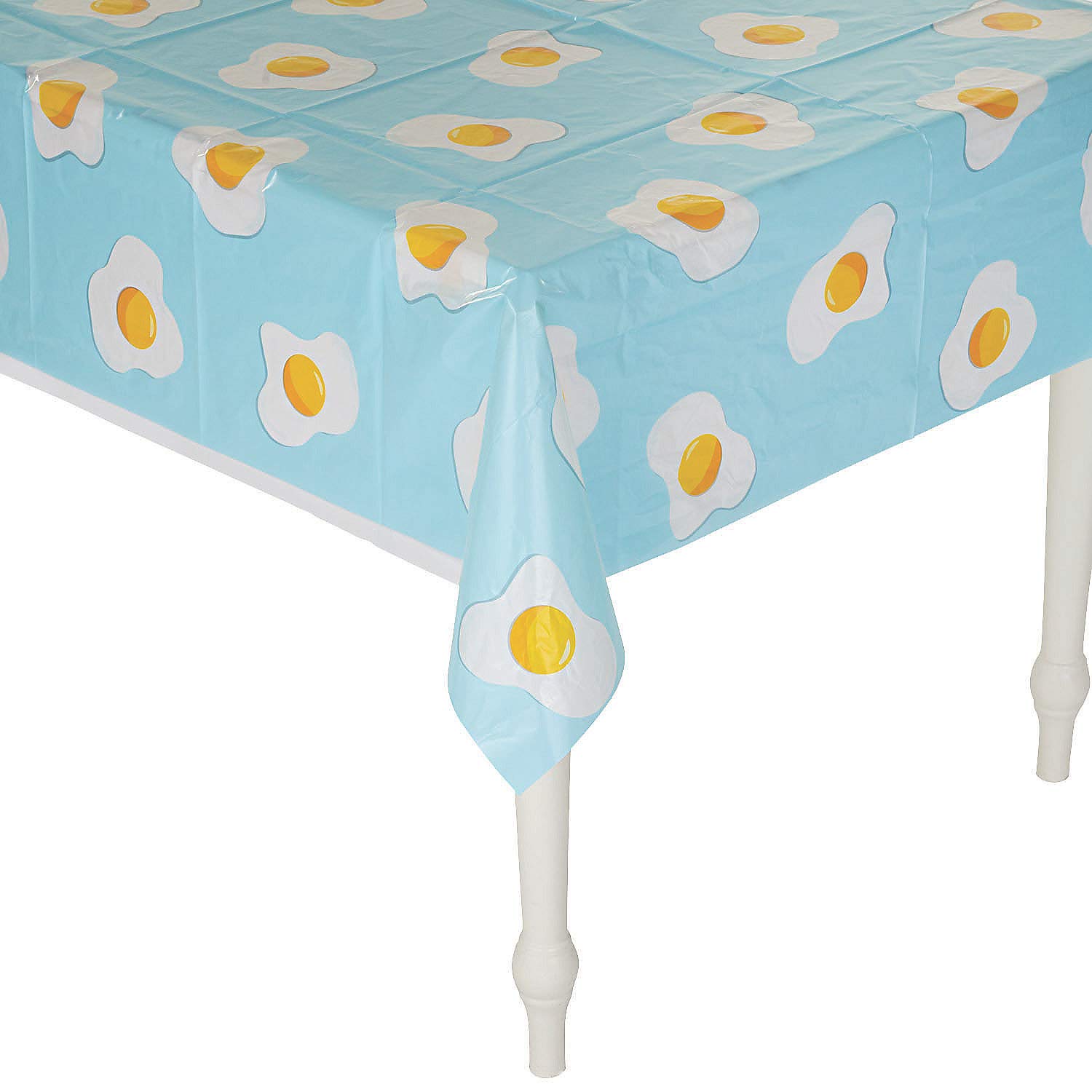 BRUNCH PARTY FRIED EGG TABLE COVER - Fun Breakfast-Themed Party Decor - 1-Piece Waterproof Tablecloth for Brunch Parties, Baby Showers & Themed Events