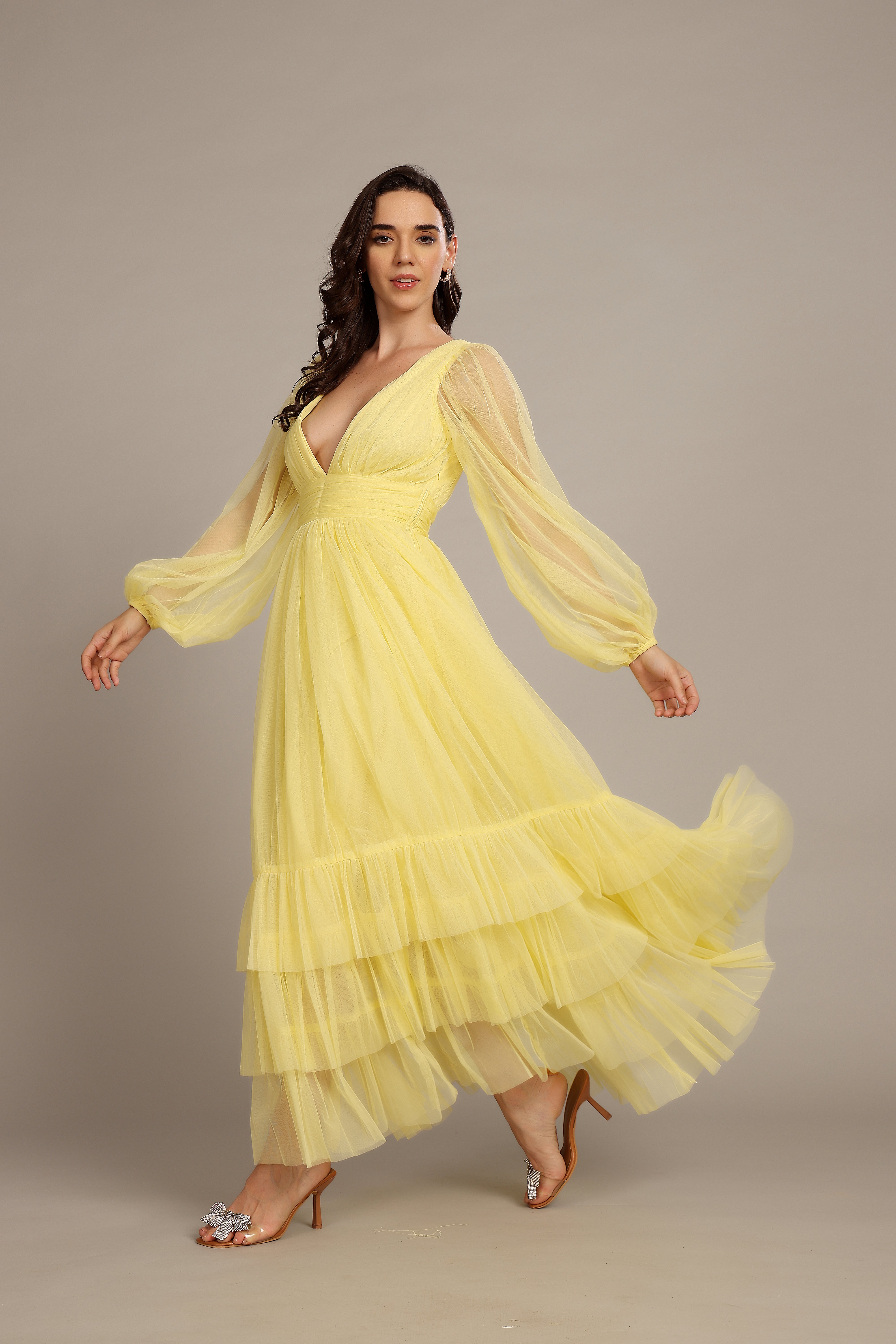 Buttercup Yellow Madison Long Sleeve Maxi Dress for Women - Elegant Flowy Formal & Casual Wear for Weddings, Parties & Everyday Outfits