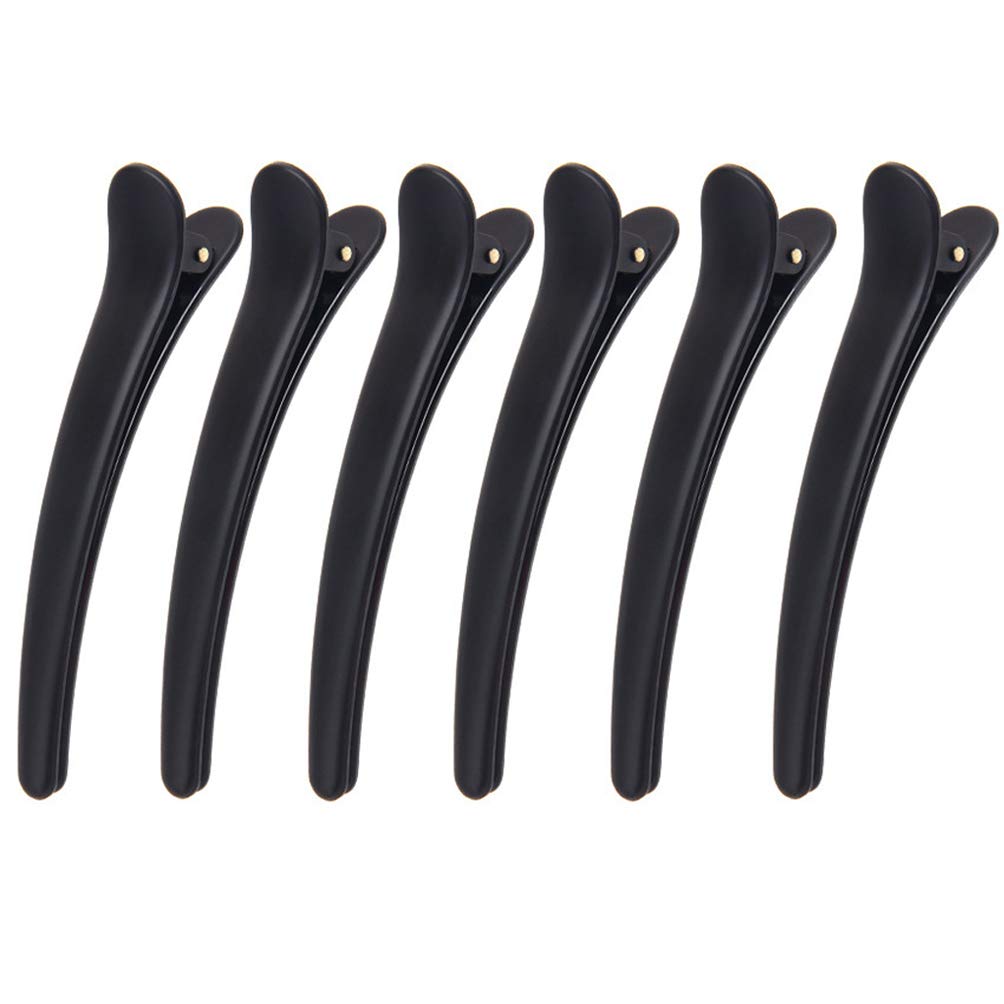 12 Pcs Matt Black Alligator Hair Clips - Professional Plastic Hair Styling Clamps for Salon, Sectioning & DIY Hairstyles - Large Size Hairdressing Accessories for Women & Men (Perfect for Curling, Braiding & Updos)