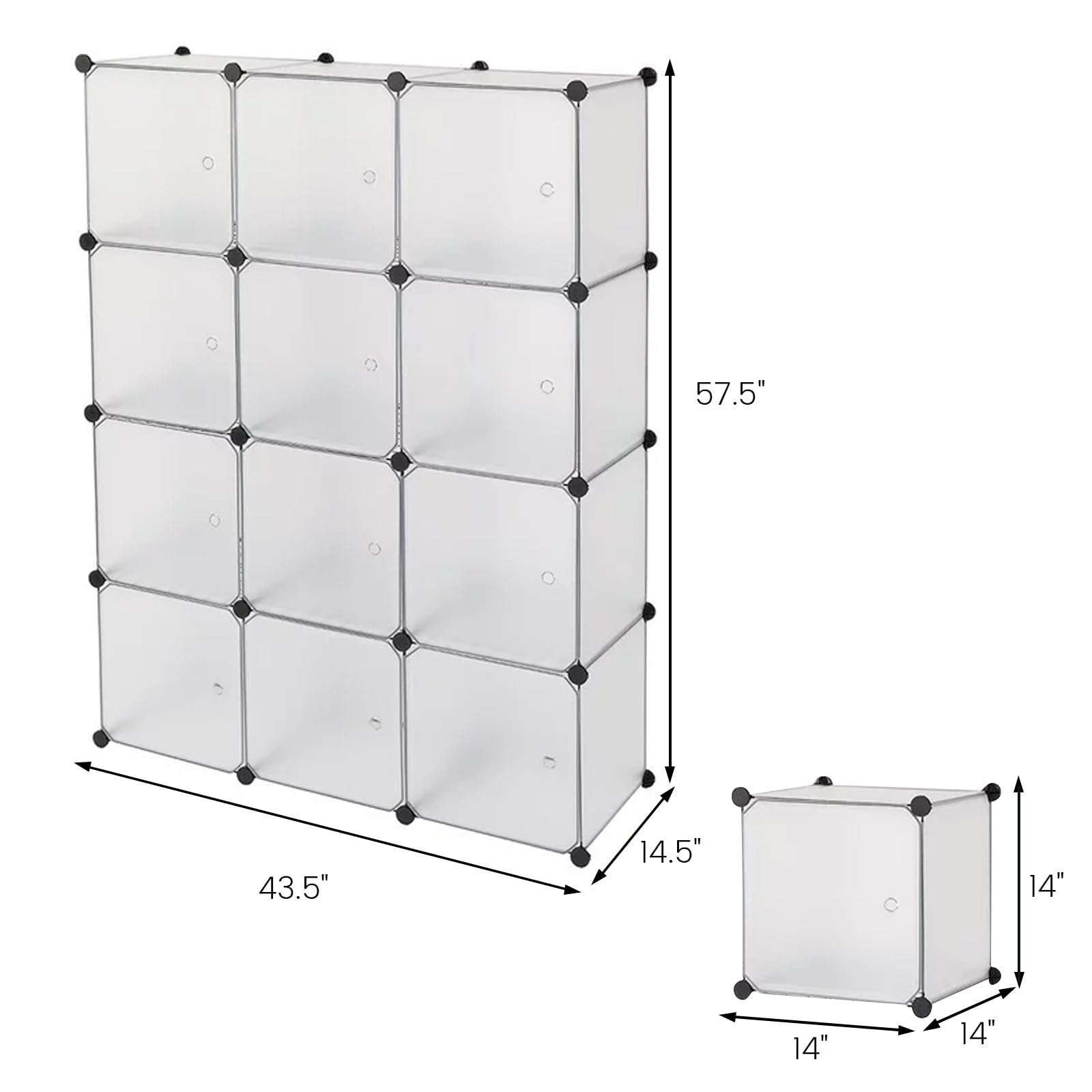 12-Piece Plastic Storage Bins with Doors - Portable Dresser Cubes for Clothes & Home Organization