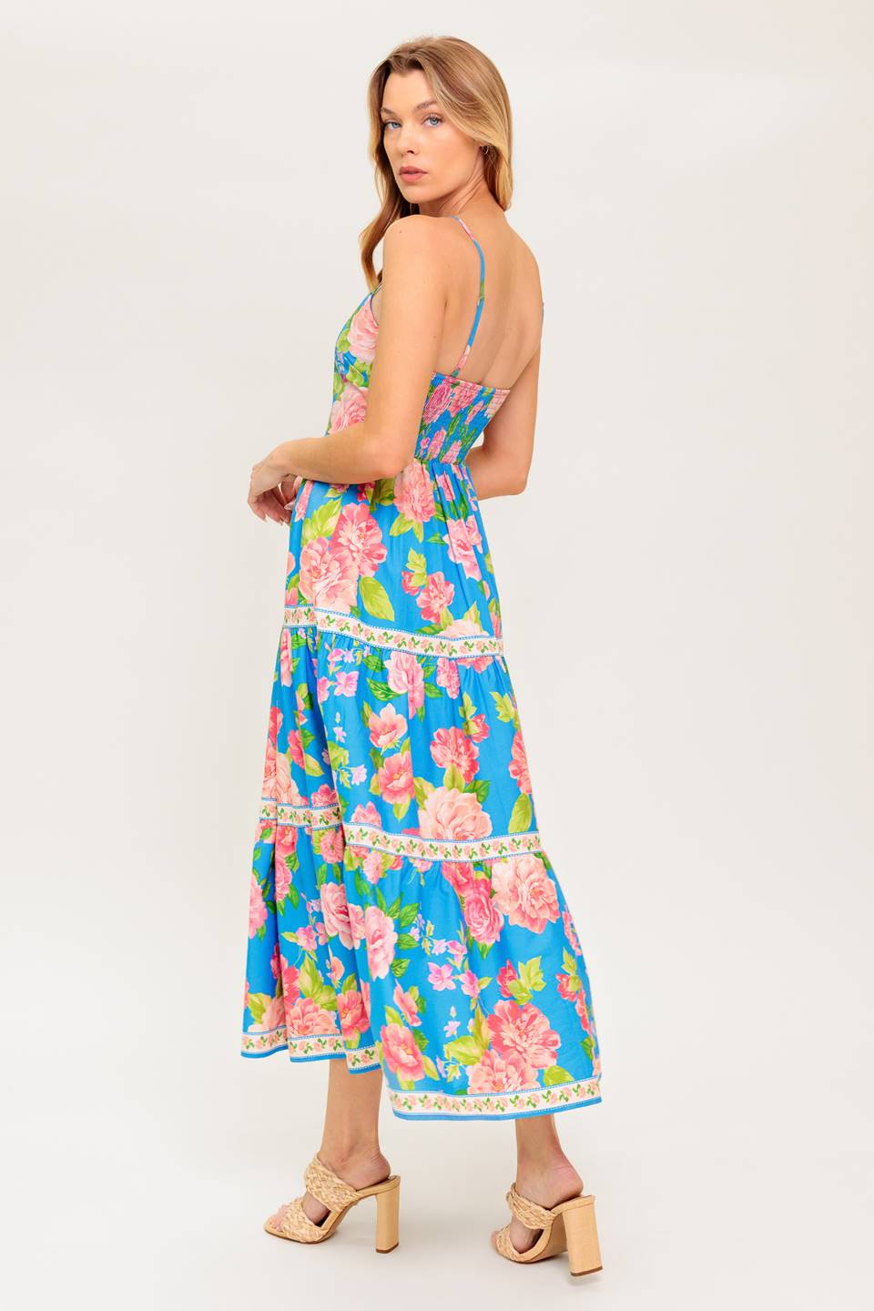 Blue Floral Midi Dress by DAYLIGHT MUSE - Elegant Summer Dress for Women, Perfect for Beach Vacations, Garden Parties & Date Nights