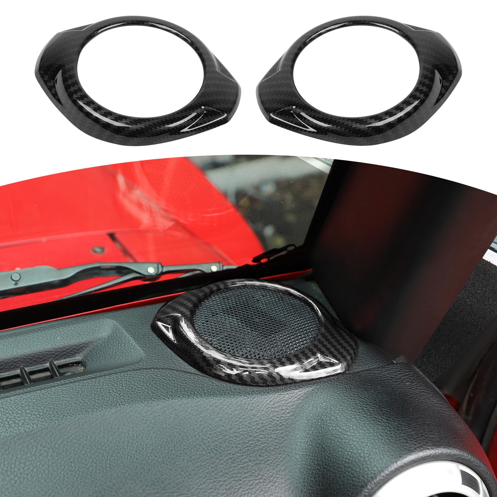 RT-TCZ ABS Black Carbon Fiber A Pillar Speaker Trim Cover for Jeep Wrangler JK JKU 2015-2017 - Interior Accessories (2pcs) - Upgrade Your Ride with Premium Sound & Style