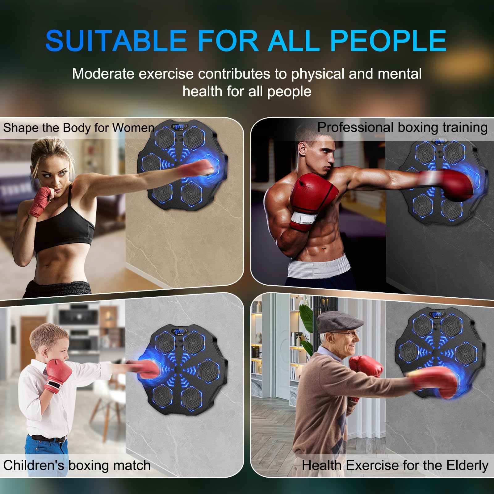 2nd Gen Smart Music Boxing Target - Bluetooth Wall Mounted Boxing Machine for Home Workout | Punching Training Equipment with Gloves | Perfect for Fitness, Stress Relief & Interactive Training
