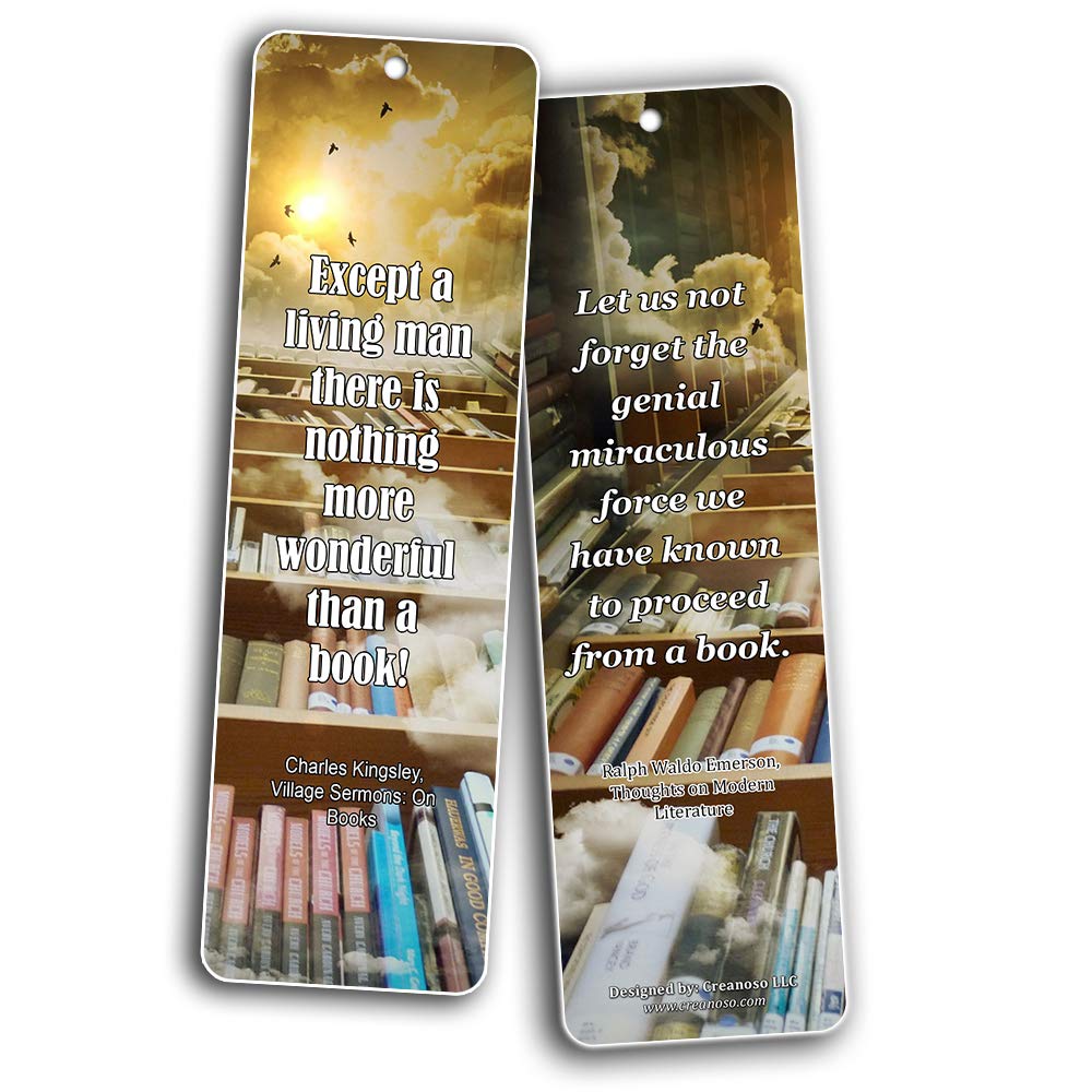Creanoso Inspirational Avid Reader Bookmarks (12-Pack) - Premium Literary Quote Bookmark Gift Set for Book Lovers - 6 Unique Designs - Perfect for Reading, Book Clubs & Gifts
