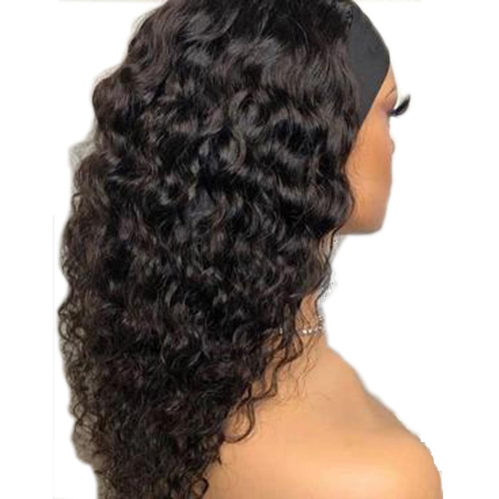 Italy Curly Glueless Headband Wig - Natural Black 180% Density Human Hair for Women | Perfect for Daily Wear, Parties & Cosplay