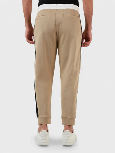 Armani Exchange Men's Jogger Pants 3LZPA ZJ4XZ 4714 - Khaki Black Stripe Casual Sweatpants for Gym, Lounge & Streetwear