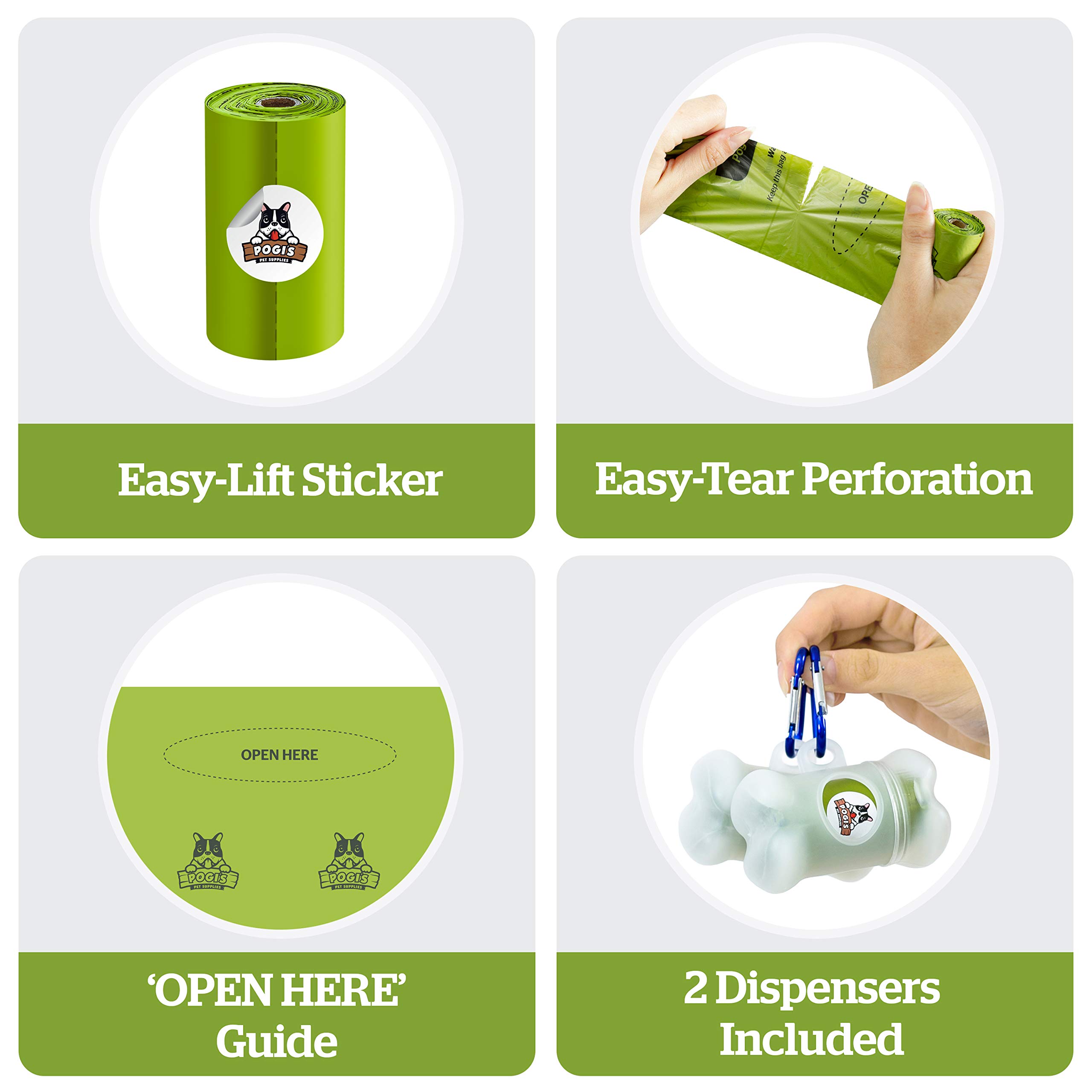 Pogi's Extra Large Dog Poop Bags - 750 Unscented, Leak-Proof Waste Bags (50 Rolls) with 2 Leash Holders - Ultra Thick Pet Waste Disposal for Small, Medium & Large Dogs - Perfect for Walks, Parks & Backyard Cleanup