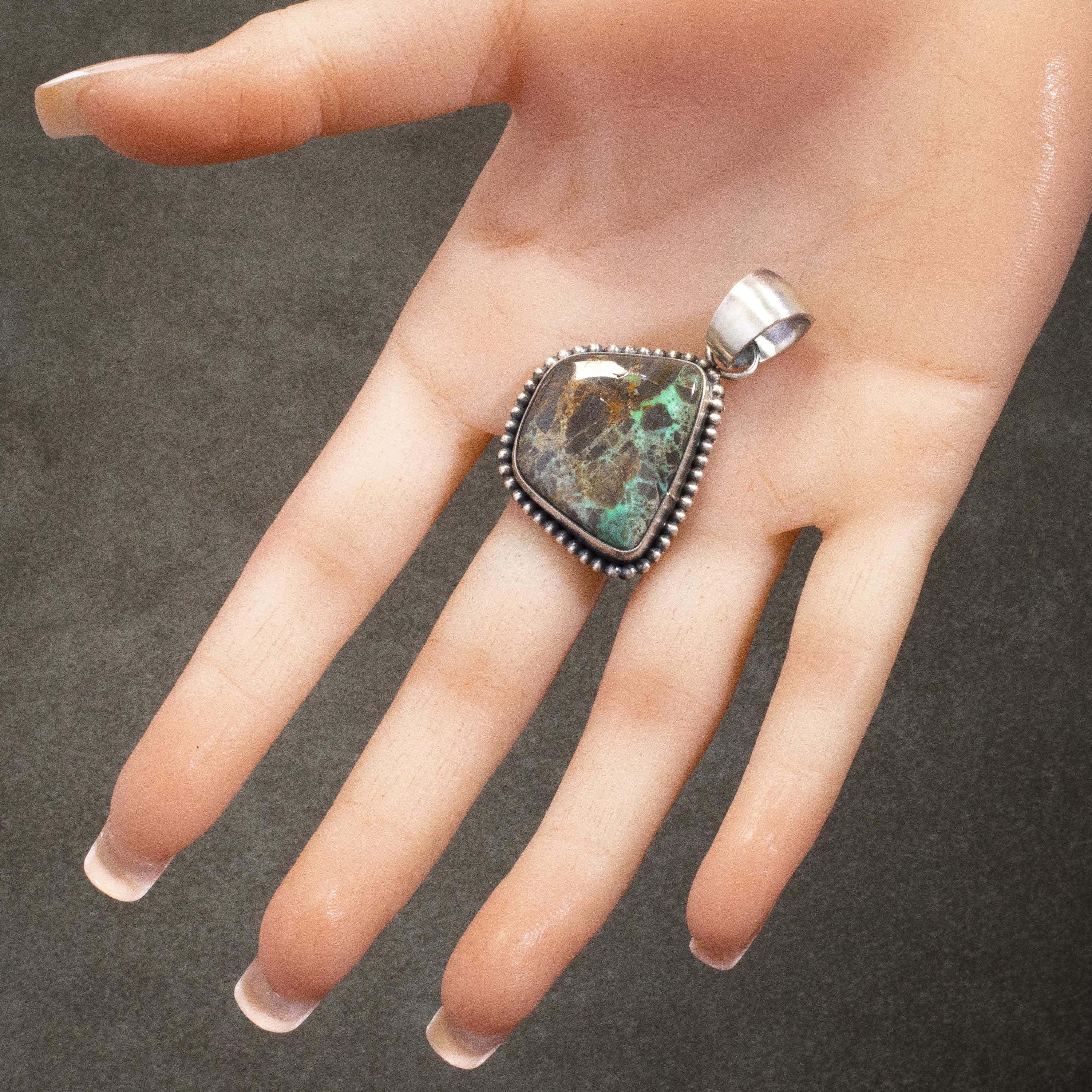 Authentic Navajo Carico Lake Turquoise 925 Sterling Silver Pendant - Handmade Native American Jewelry for Women, Perfect for Gifts & Boho Fashion Accessories