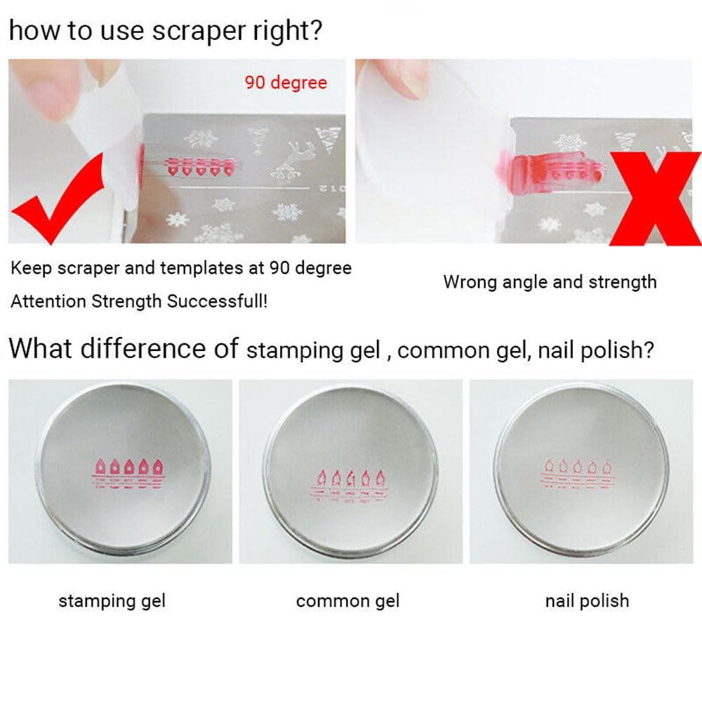 Clear Silicone Nail Art Stamper with Scraper - Transparent Visible Body for Precise DIY Nail Decor, Home Manicure & Salon Use - French Tip Stamp Tool (200+ Uses) - Perfect for Beginners & Professional Nail Artists