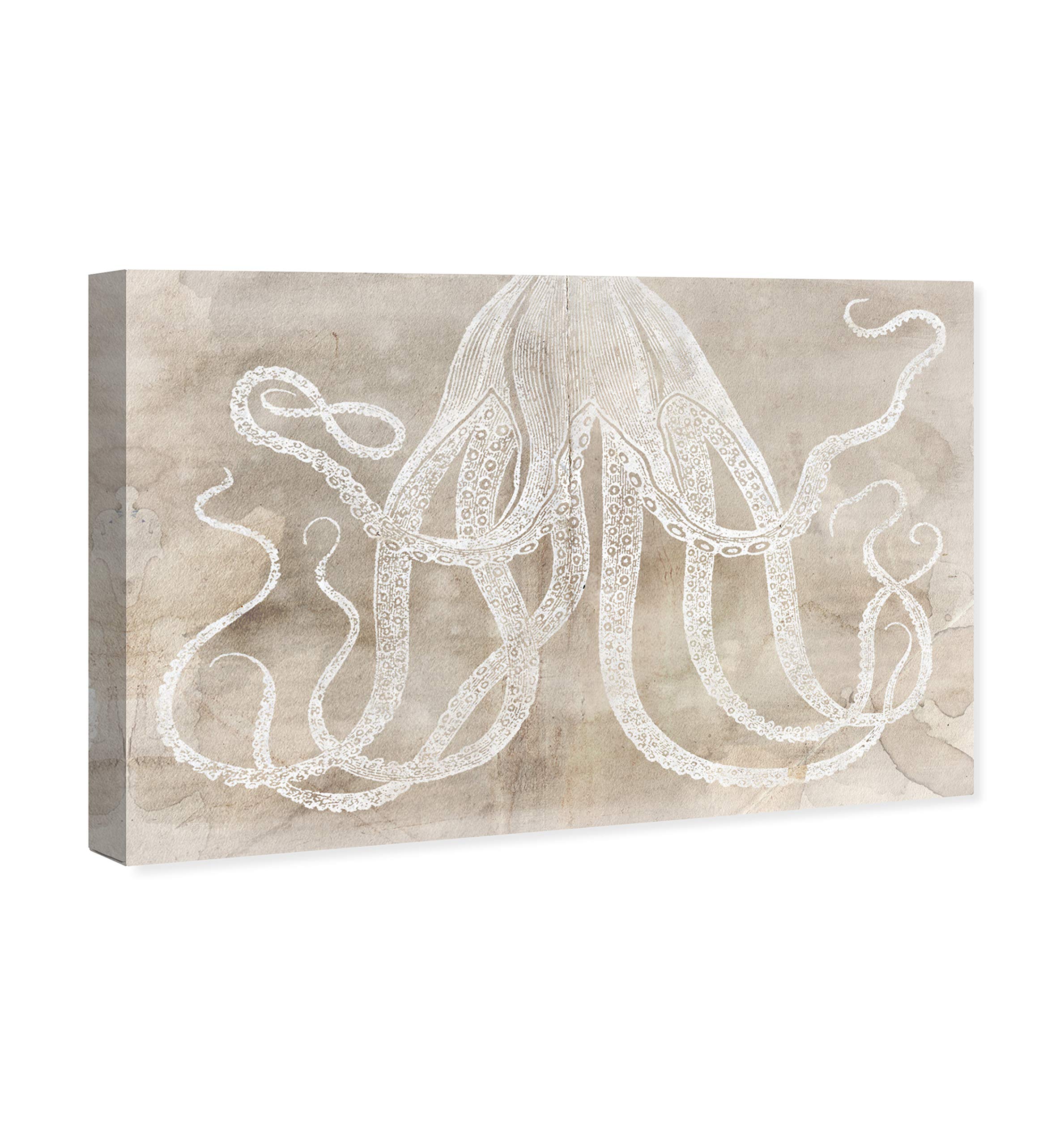 Oliver Gal 'Octopus Paper' Beige Sea Animals Wall Art Print - Premium Canvas 15