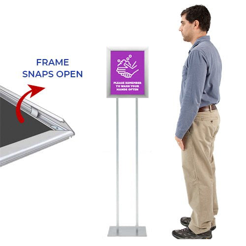 11x14 Double Pole Floor Stand Sign Holder - 1 1/4