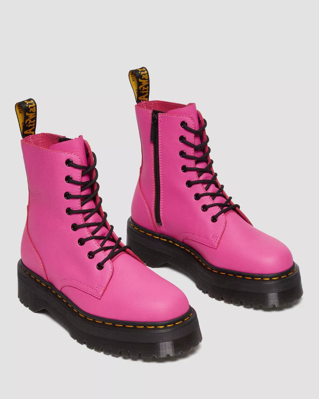 Dr. Martens Jadon Boot - Pisa Leather Platform Boots for Women, Thrift Pink, Punk Style Ankle Booties for Casual Wear & Street Fashion