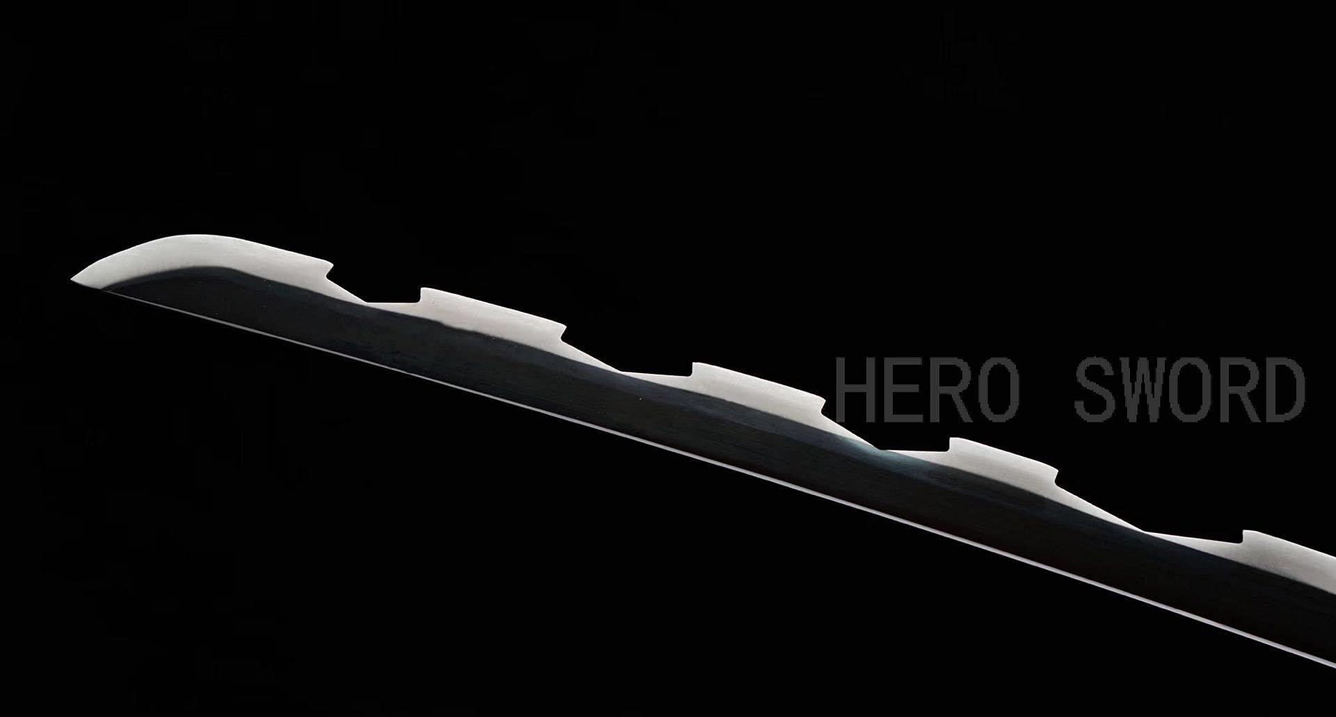 HERO SWORD Japanese Anime Katana - Hand Forged 1045 Carbon Steel Samurai Sword, Full Tang Handmade Sharp Practical Blade for Cosplay, Martial Arts Training & Demon Slayer Collection